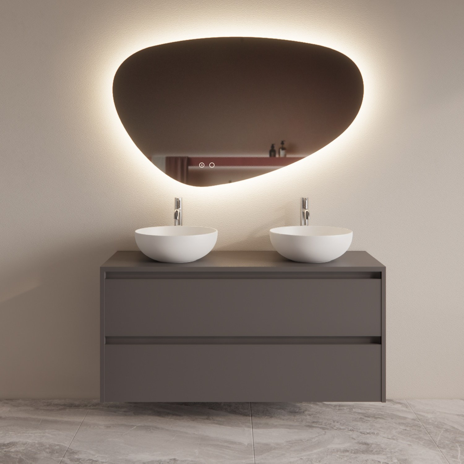 Boss & Wessing Badmeubelset BWS Riga Met Topplaat 120 cm Leigrijs 