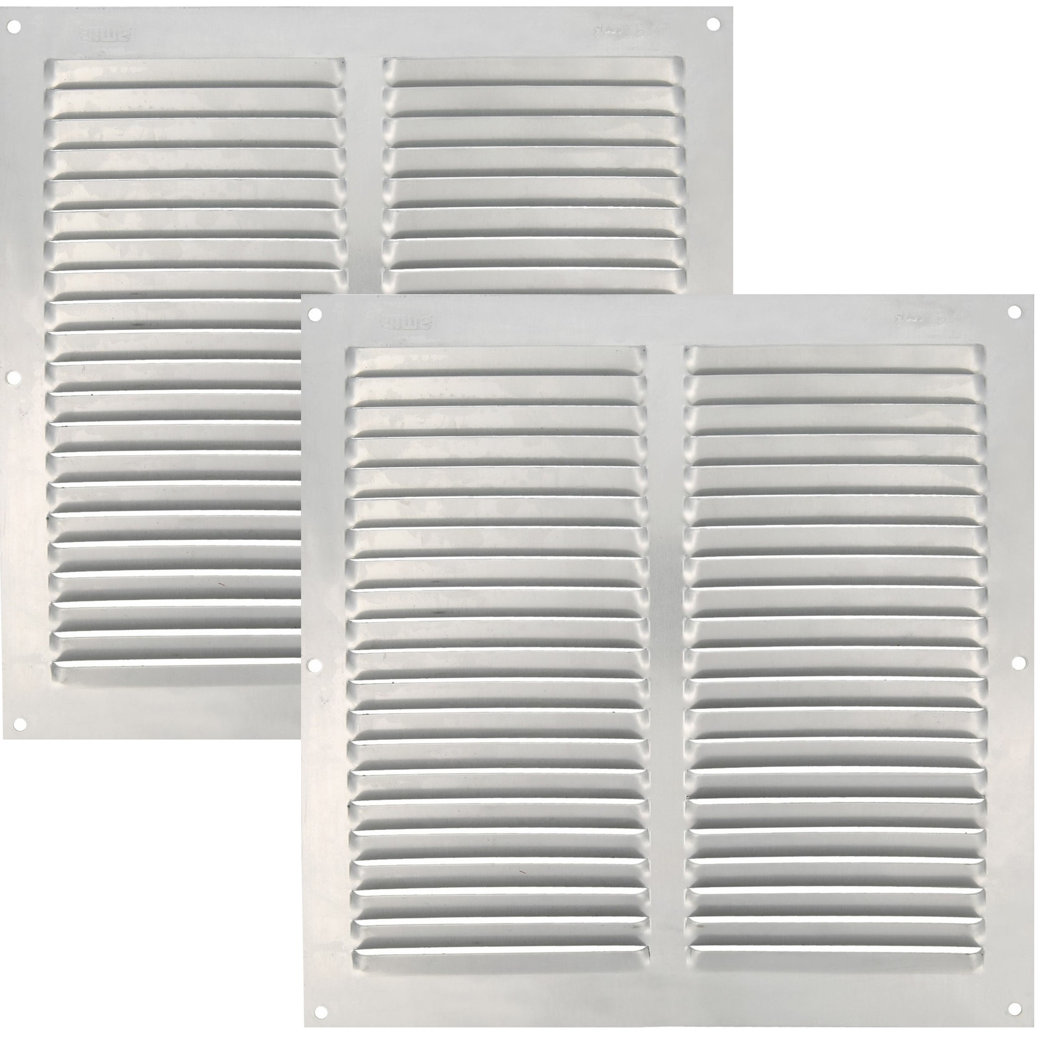 AMIG Ventilatierooster/muurrooster - 2x - 250 x 250mm - aluminium - zilver - schoepenrooster -