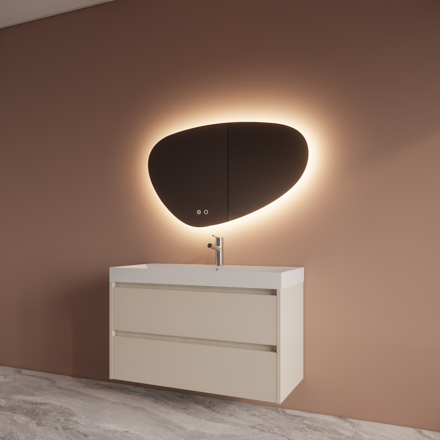 Boss & Wessing Badmeubelset BWS Riga Met Lako Wastafel Wit 100 cm Kasjmier 