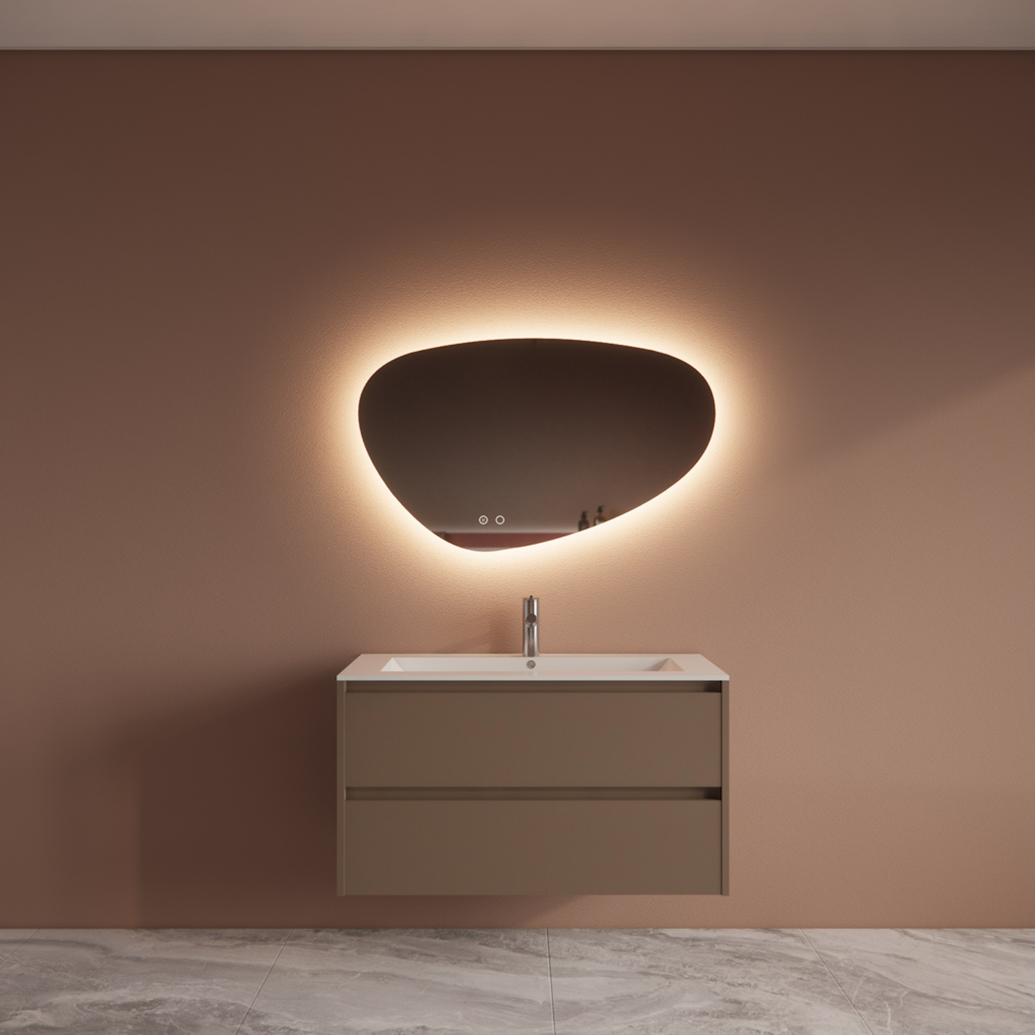 Boss & Wessing Badmeubelset BWS Riga Met Asia Wastafel Wit 100 cm Latte 