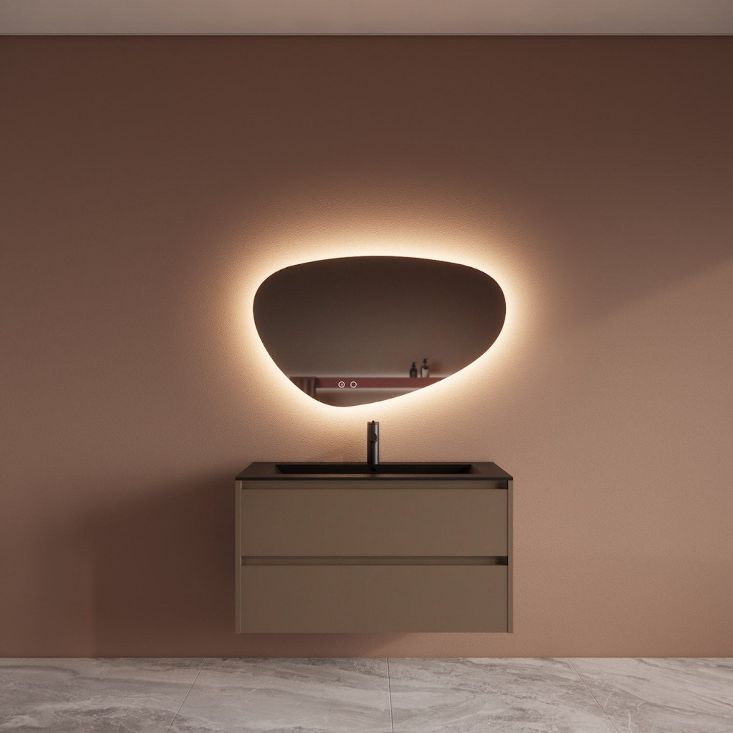 Boss & Wessing Badmeubelset BWS Riga Met Asia Wastafel Mat Zwart 100 cm Latte 