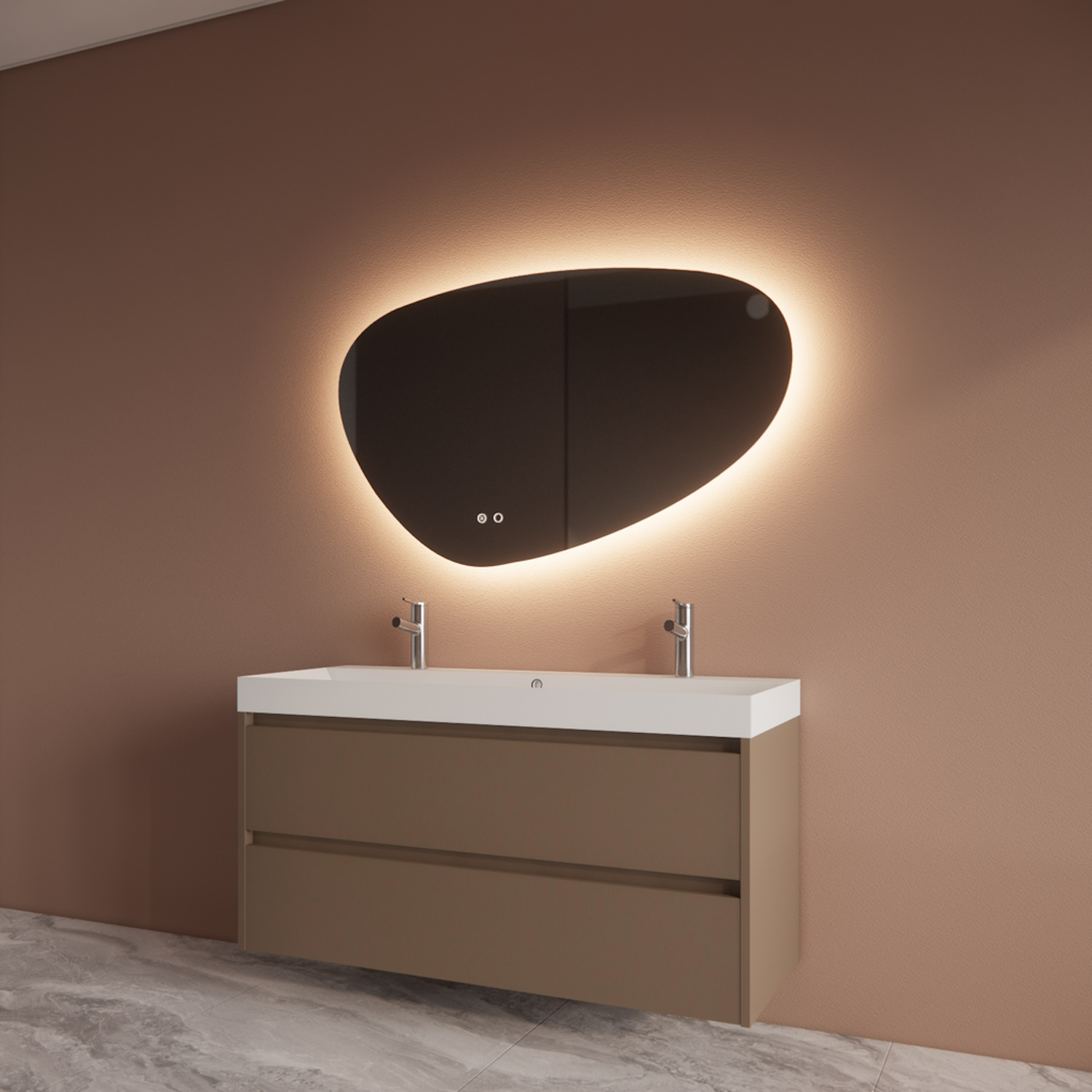 Boss & Wessing Badmeubelset BWS Riga Met Lako Wastafel Wit 120 cm Latte 