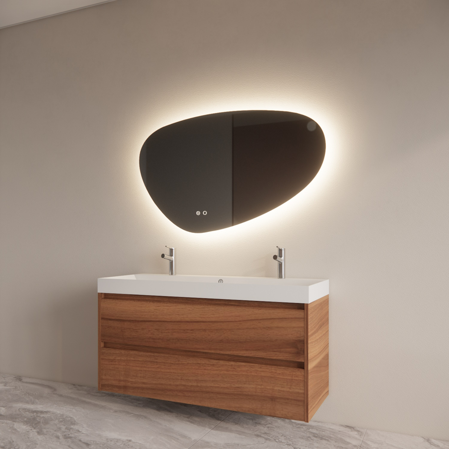 Boss & Wessing Badmeubelset BWS Riga Met Lako Wastafel Wit 120 cm Walnoot 