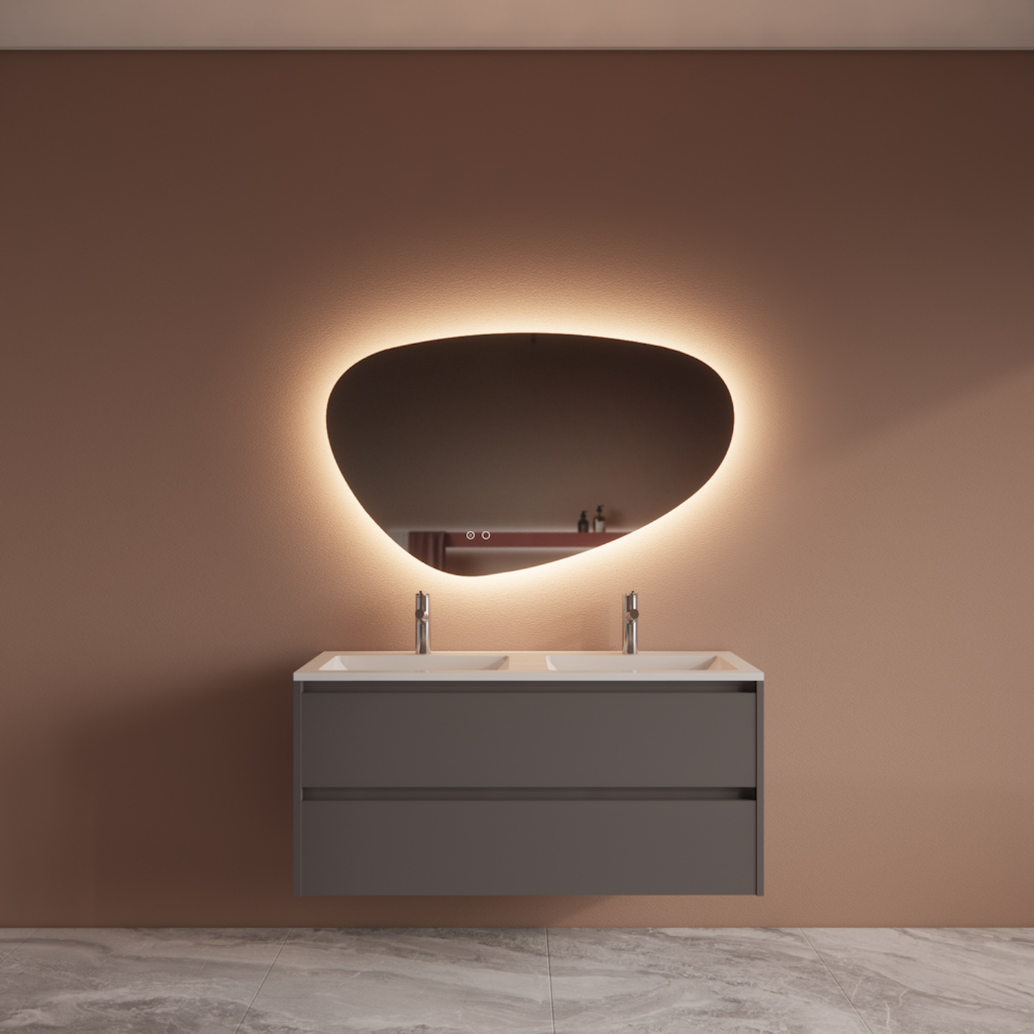 Boss & Wessing Badmeubelset BWS Riga Met Asia Wastafel Wit 120 cm Leigrijs 