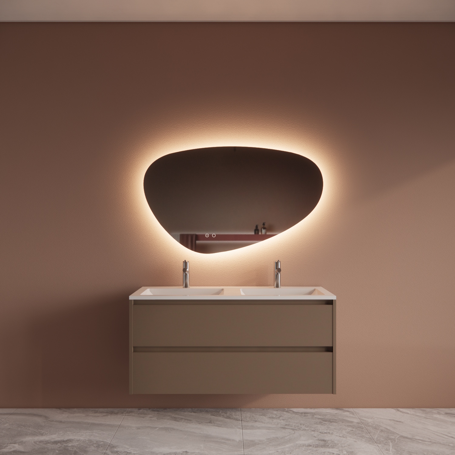 Boss & Wessing Badmeubelset BWS Riga Met Asia Wastafel Wit 120 cm Latte 