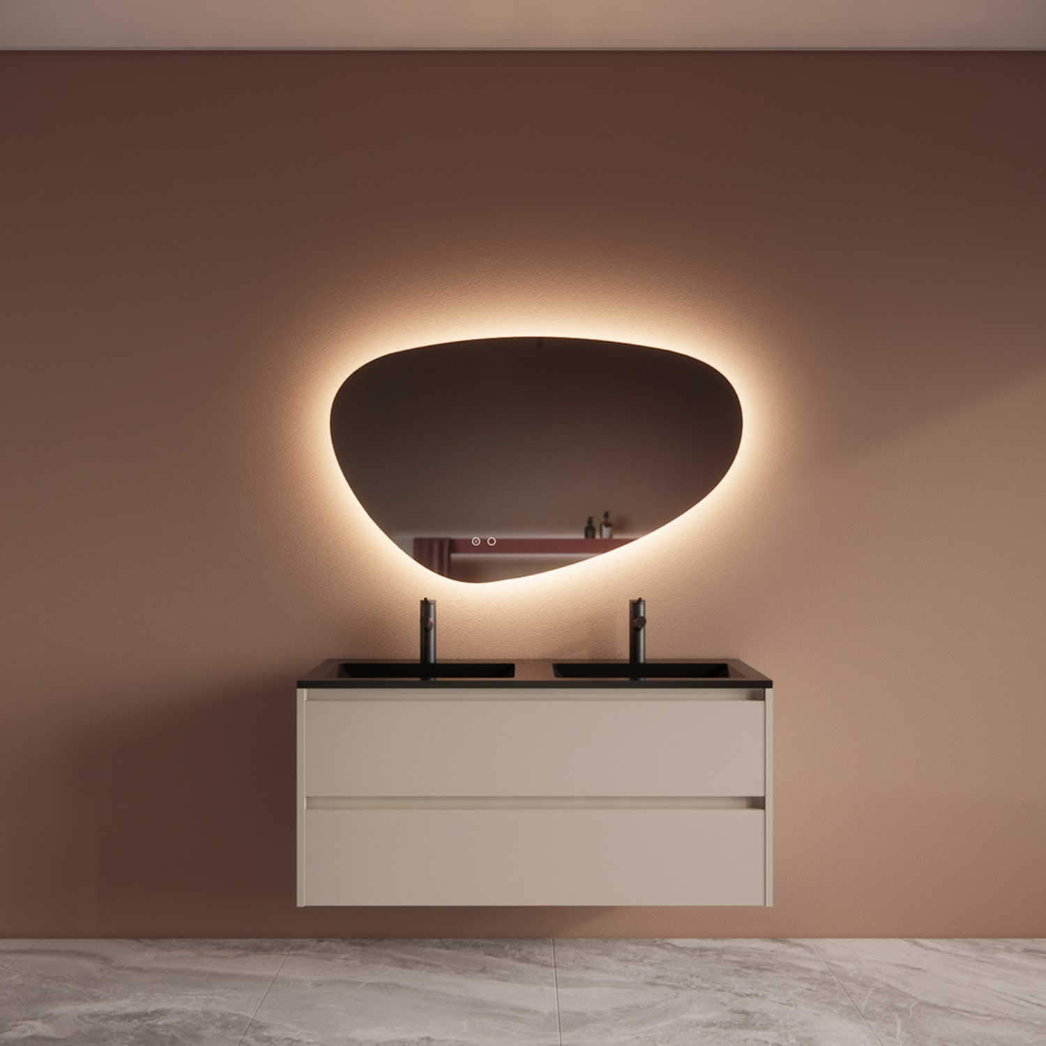 Boss & Wessing Badmeubelset BWS Riga Met Asia Wastafel Mat Zwart 120 cm Kasjmier 