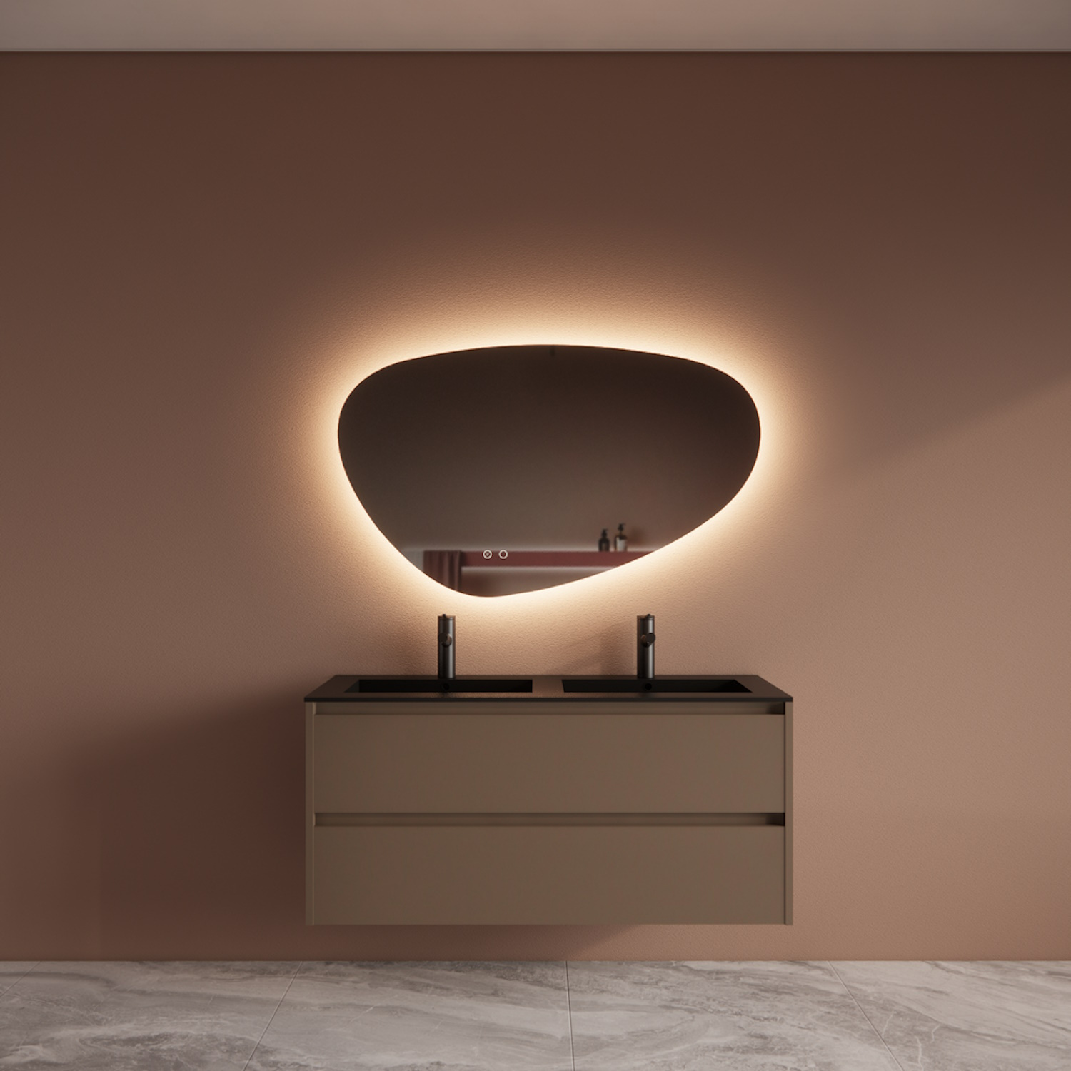Boss & Wessing Badmeubelset BWS Riga Met Asia Wastafel Mat Zwart 120 cm Latte 