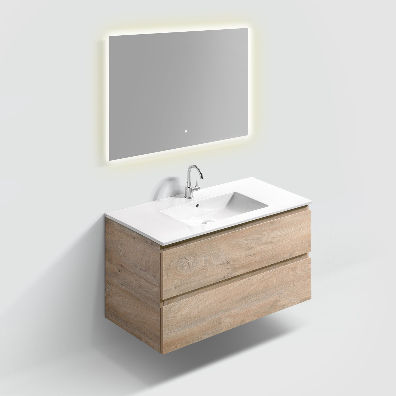 Clou Badmeubelset Met Spiegel  InBe 100 cm Grieks Eiken 