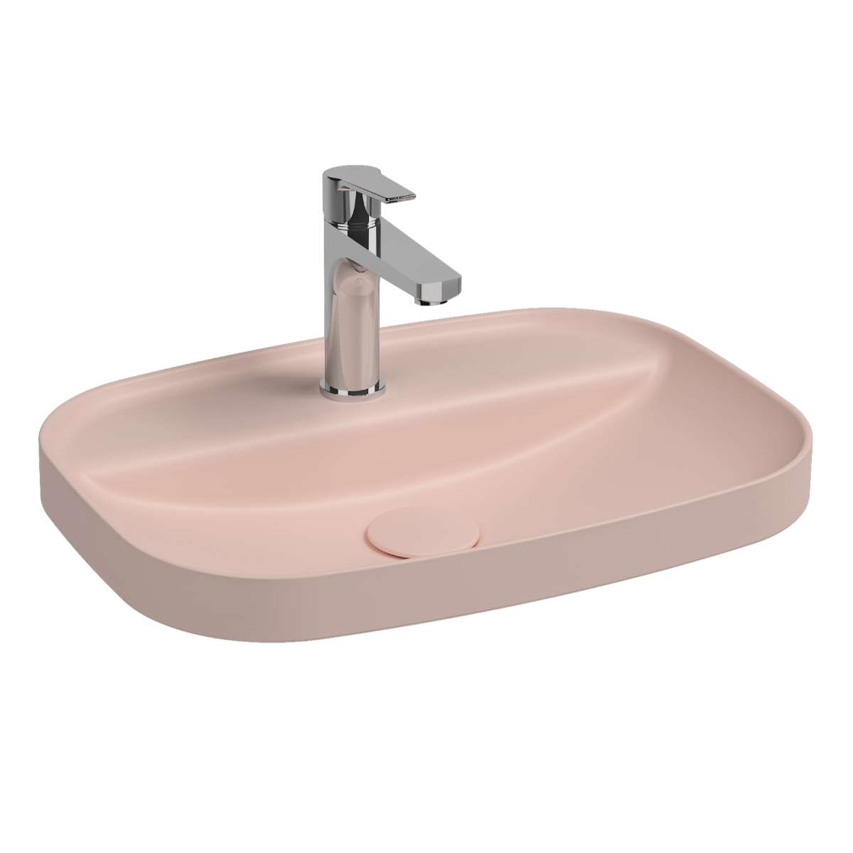 Isvea Infinity inbouwwastafel met kraangat 55x40cm roze