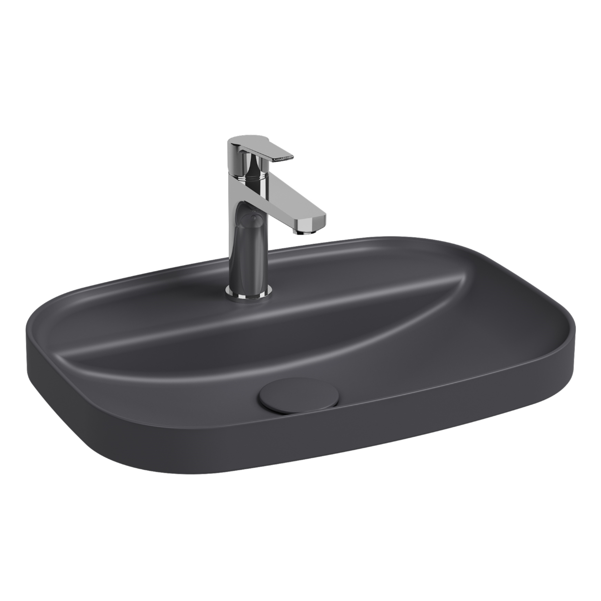 Isvea Infinity inbouwwastafel met kraangat 55x40cm antraciet
