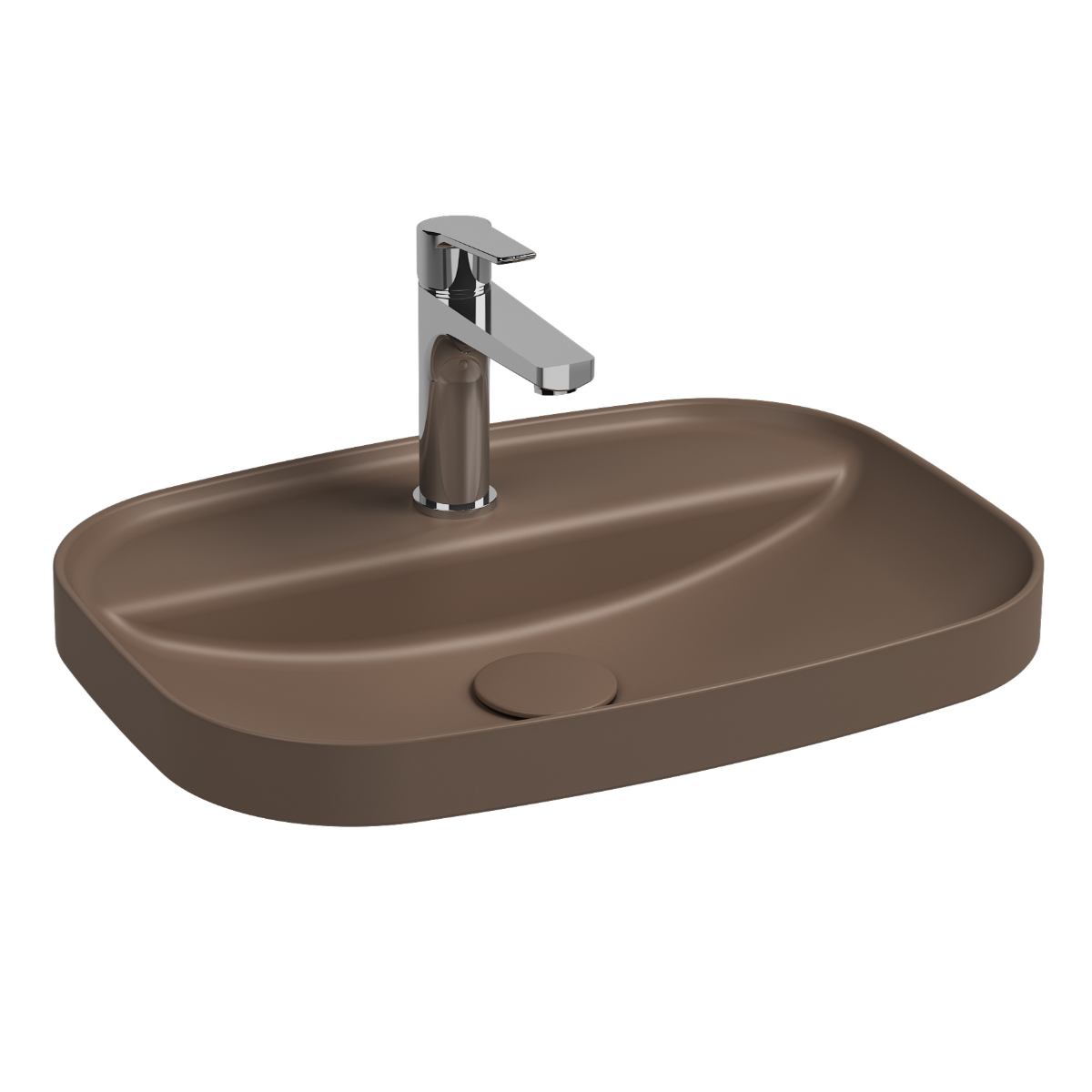 Isvea Infinity inbouwwastafel met kraangat 55x40cm taupe