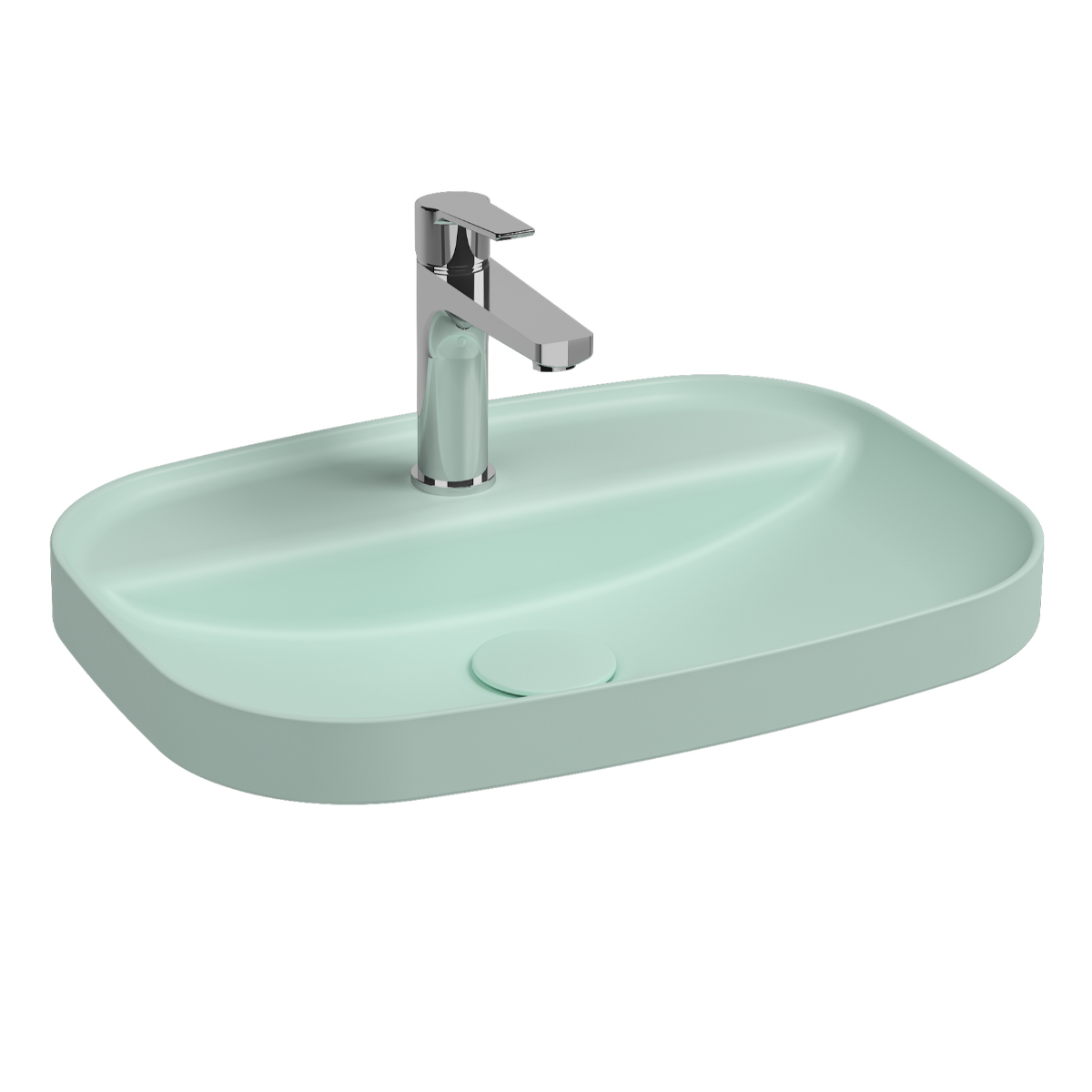 Isvea Infinity inbouwwastafel met kraangat 55x40cm mintgroen