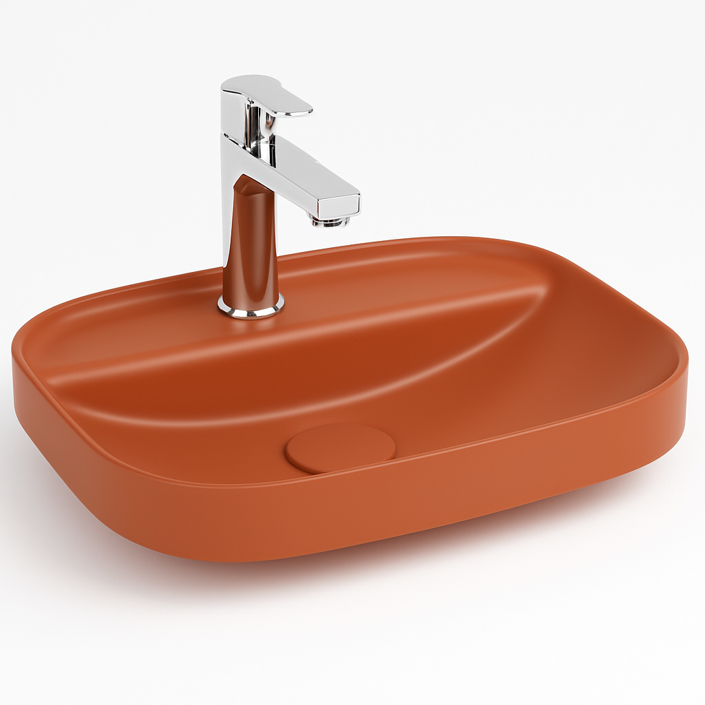 Isvea Infinity inbouwwastafel met kraangat 55x40cm terracotta