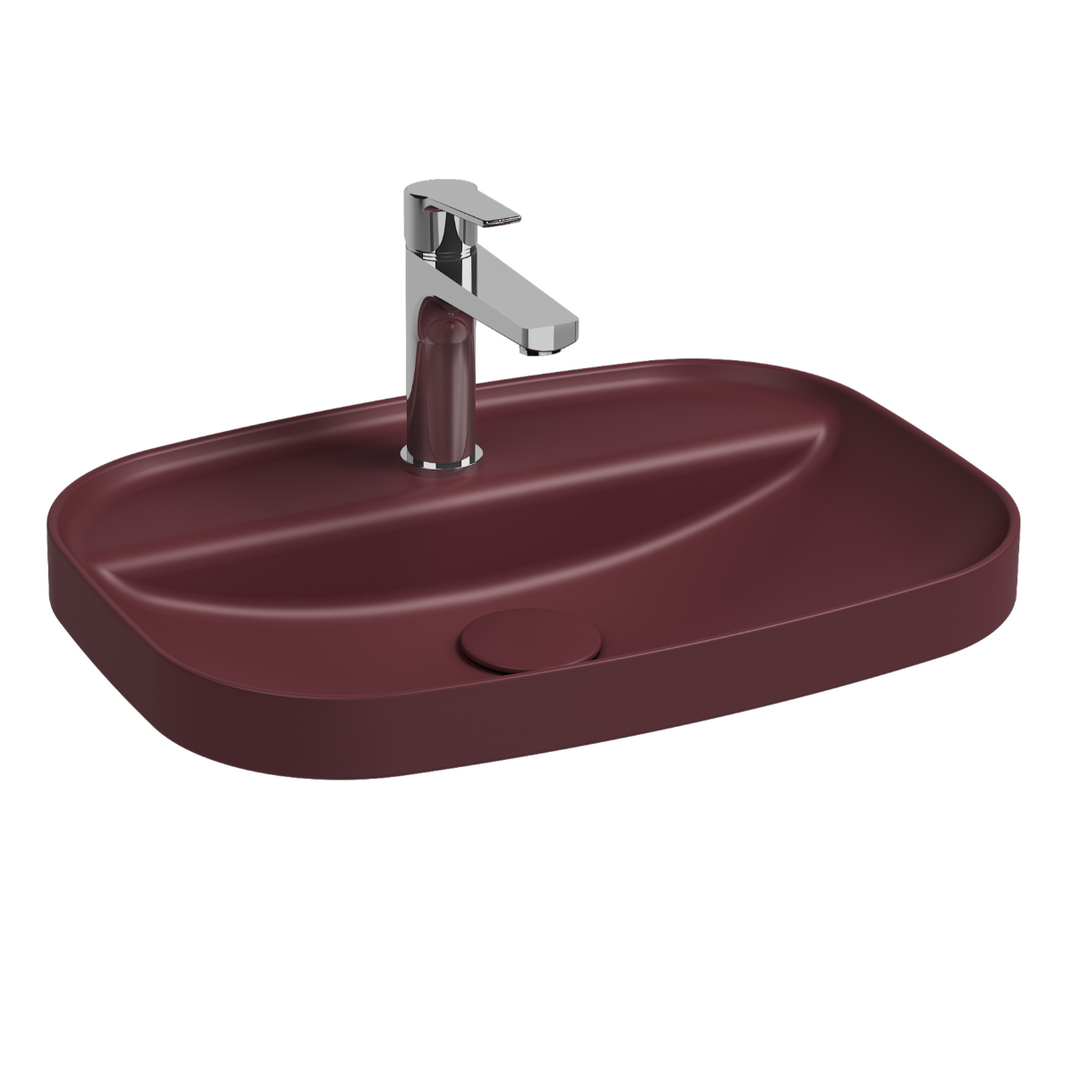 Isvea Infinity inbouwwastafel met kraangat 55x40cm rood