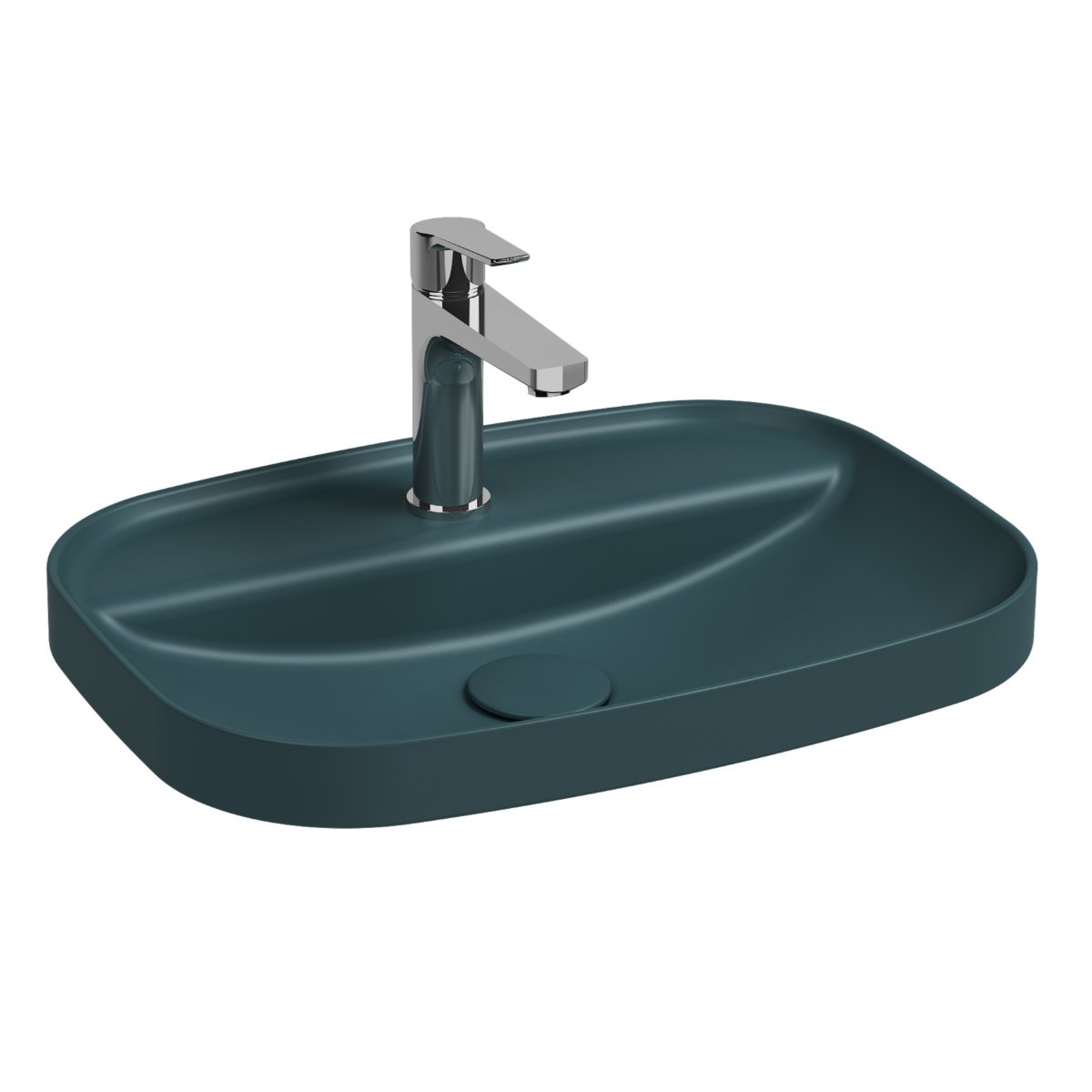 Isvea Infinity inbouwwastafel met kraangat 55x40cm petrol