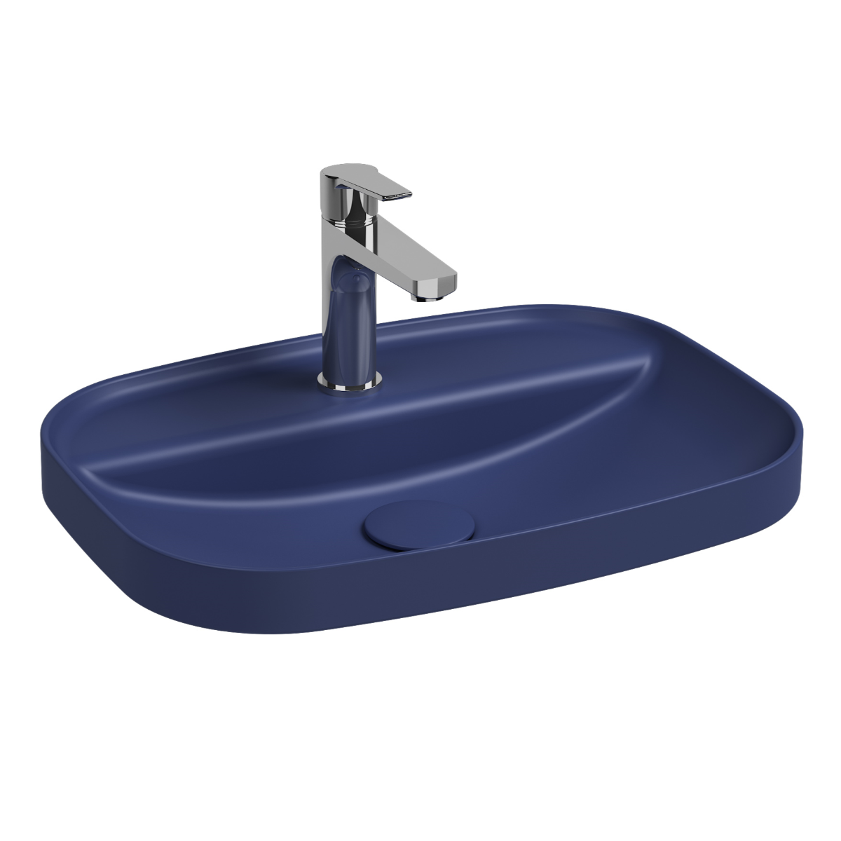 Isvea Infinity inbouwwastafel met kraangat 55x40cm blauw