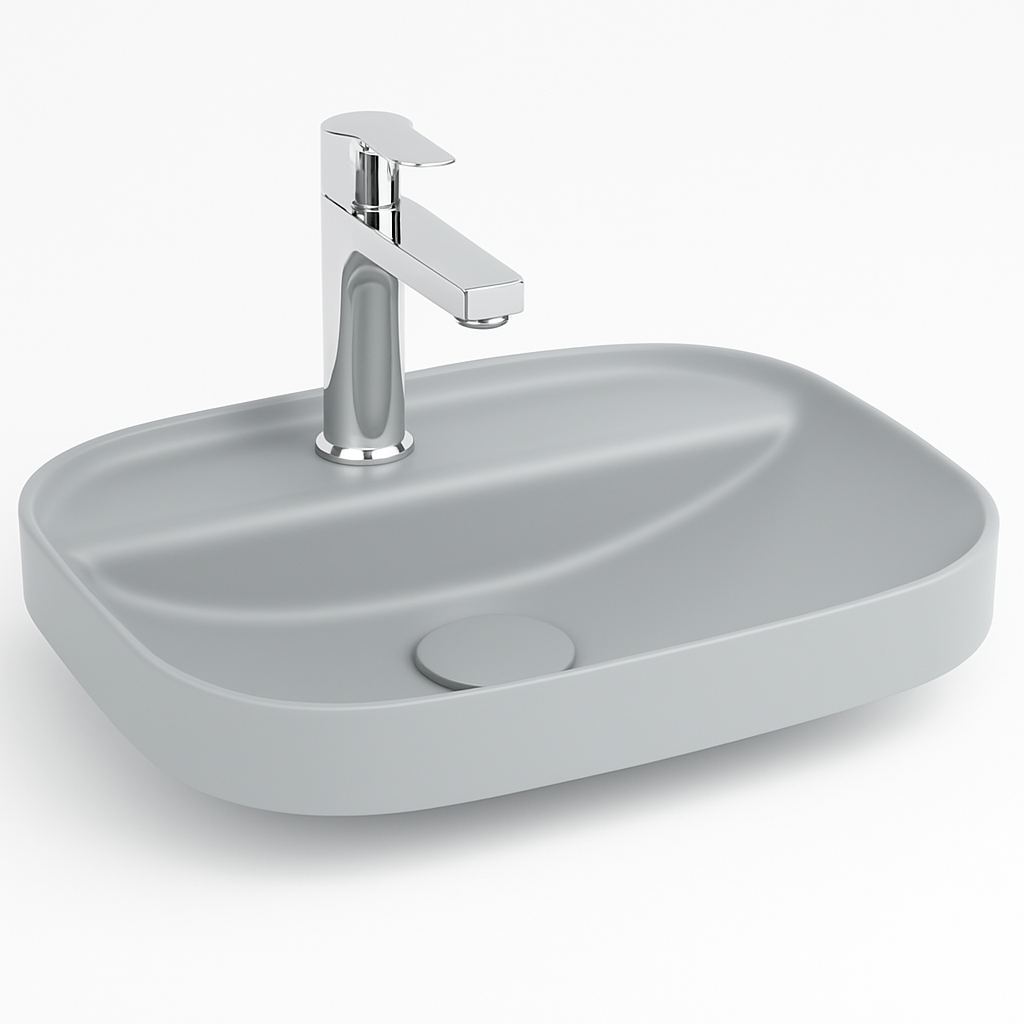 Isvea Infinity inbouwwastafel met kraangat 55x40cm grijs