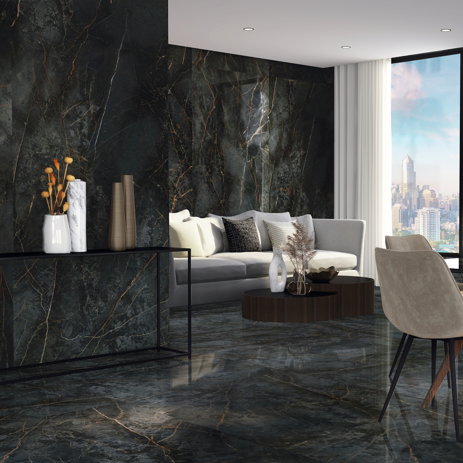 E-Tile Vloertegel Etile Manhattan 120x120 cm Pulido Midnight 