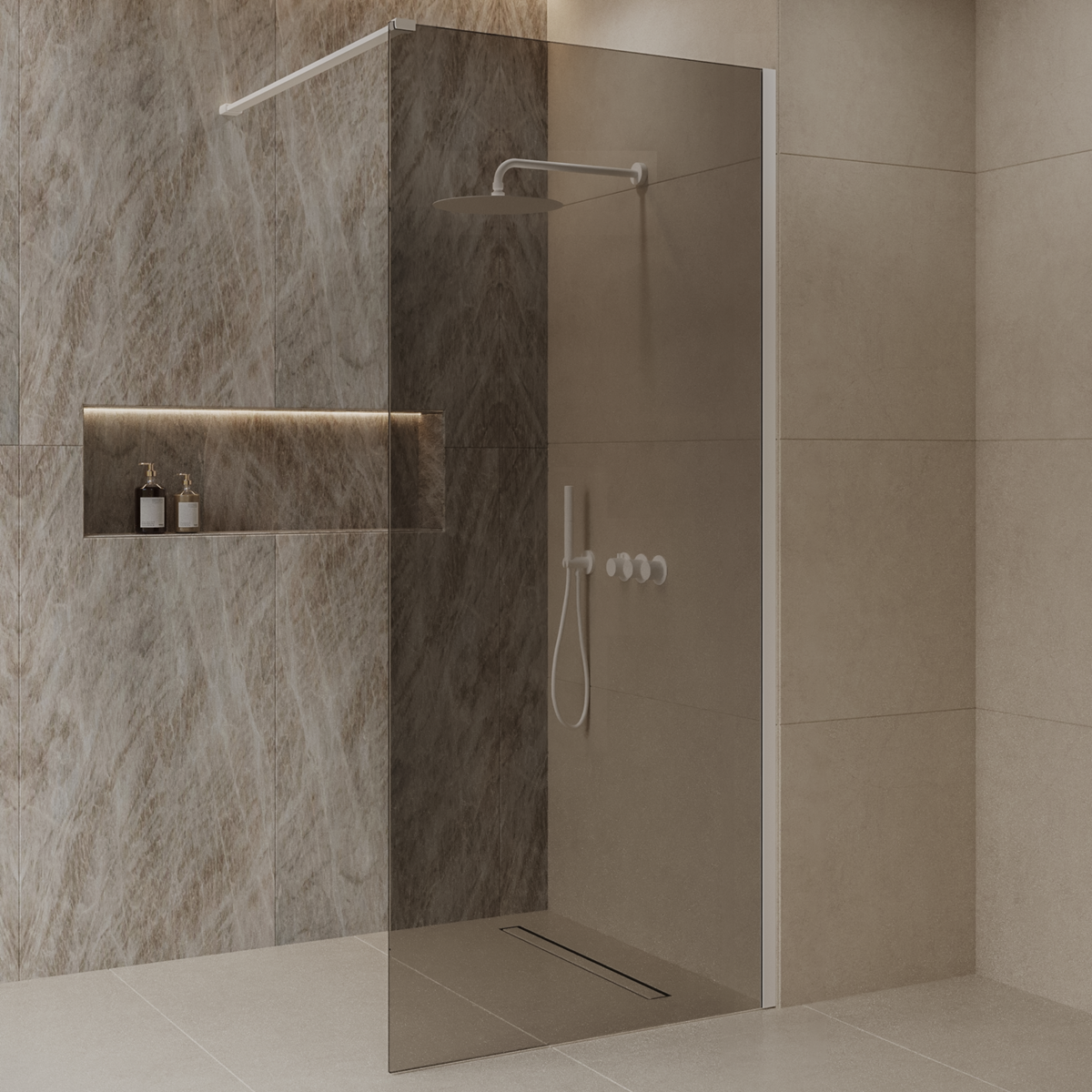 Best Design Dalis inloopdouche 80cm wit met mokka glas