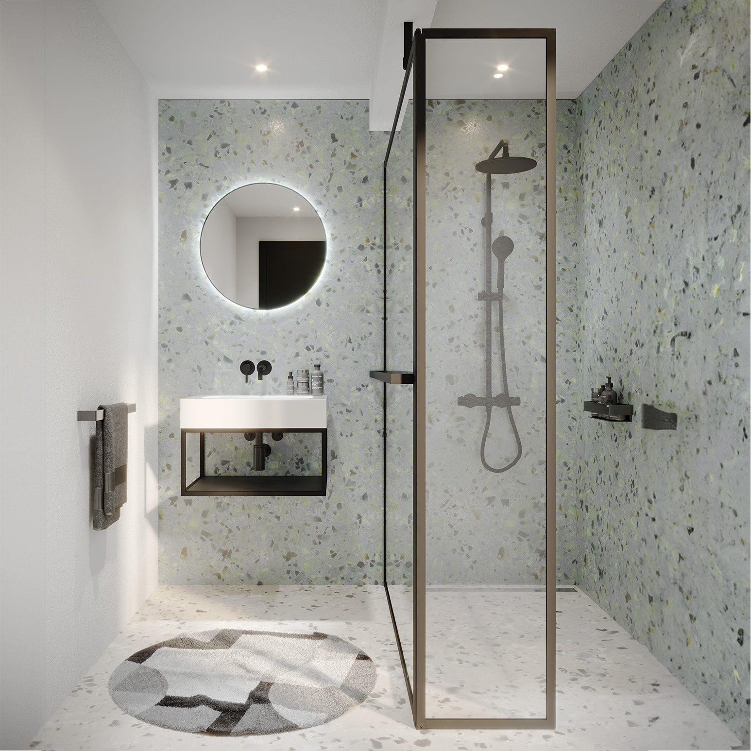 Riho Lucid GD402S inloopdouche met draaibare zijwand 100cm zwart mat