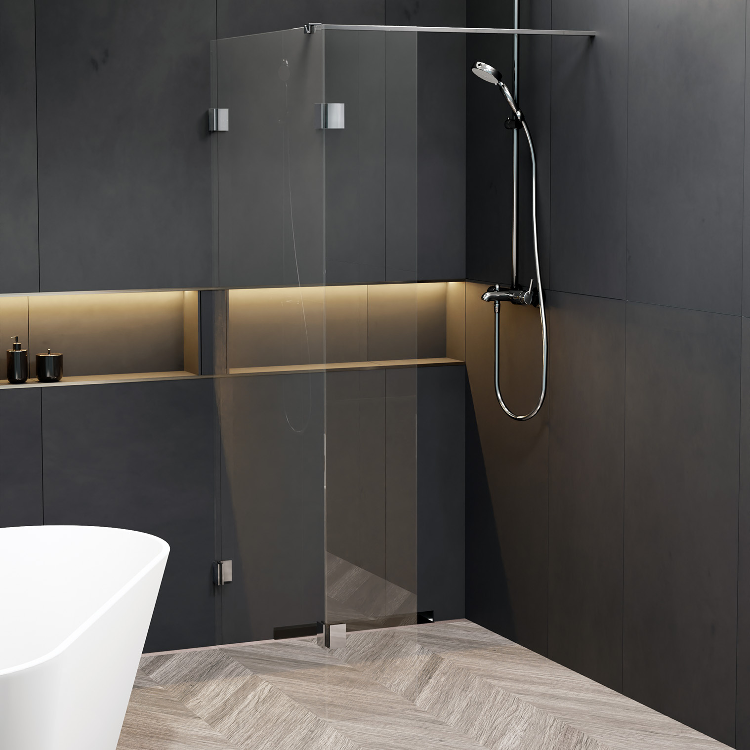 Riho Scandic X402 inloopdouche 140cm met 30cm zijwand chroom