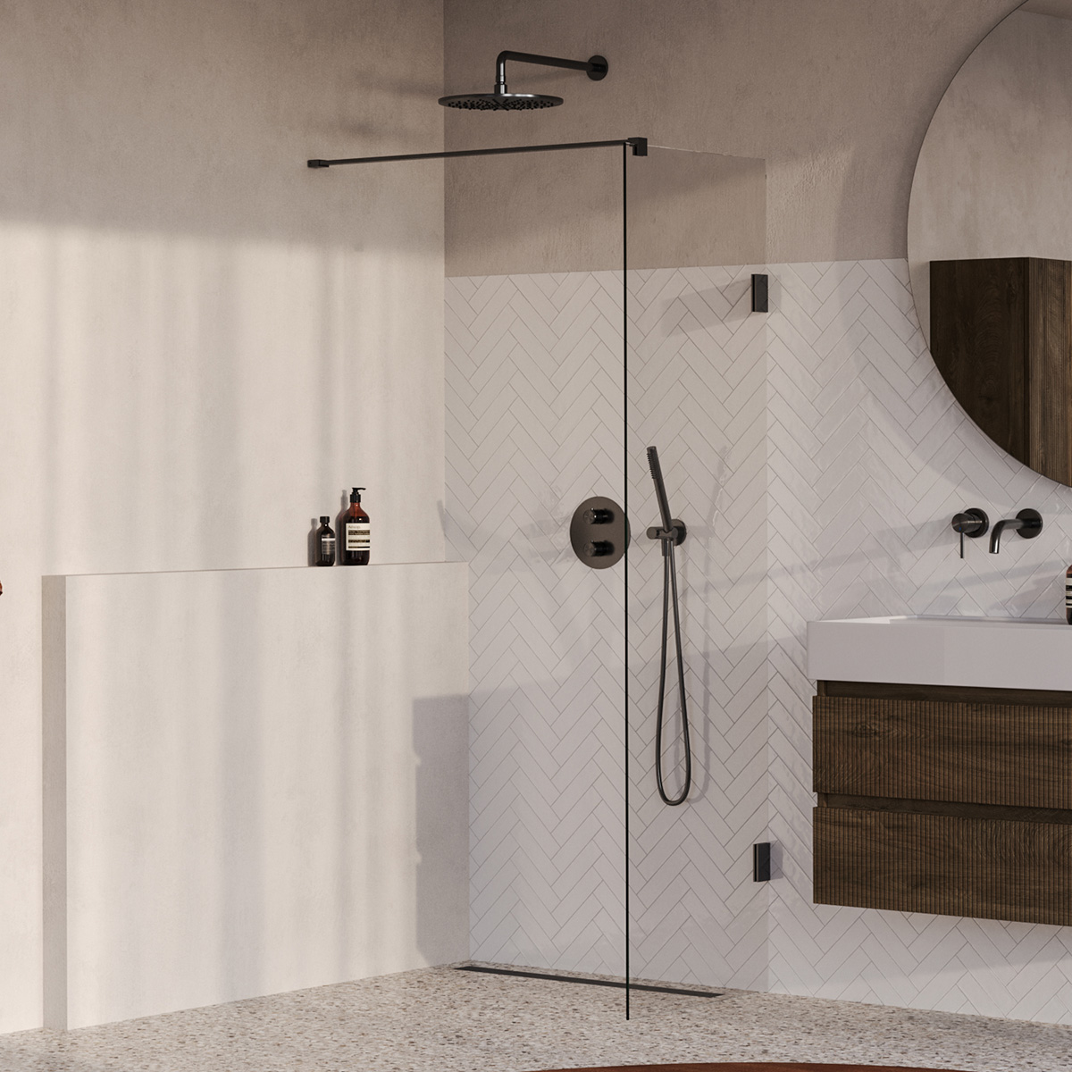 Brauer Void profielloze inloopdouche 60cm gunmetal geborsteld PVD