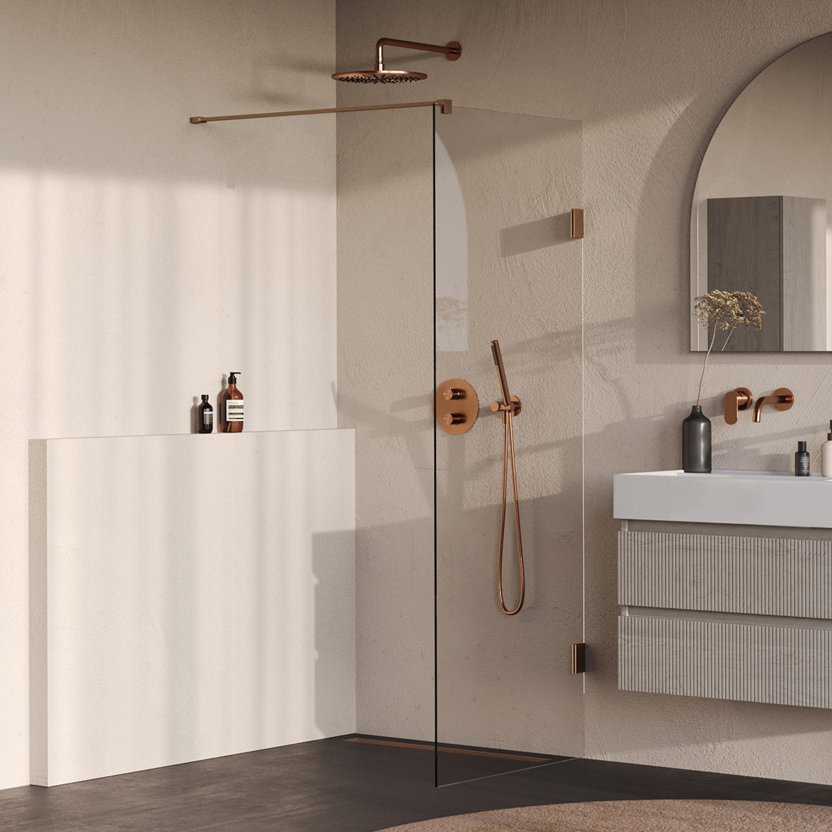 Brauer Void profielloze inloopdouche 80cm koper geborsteld PVD