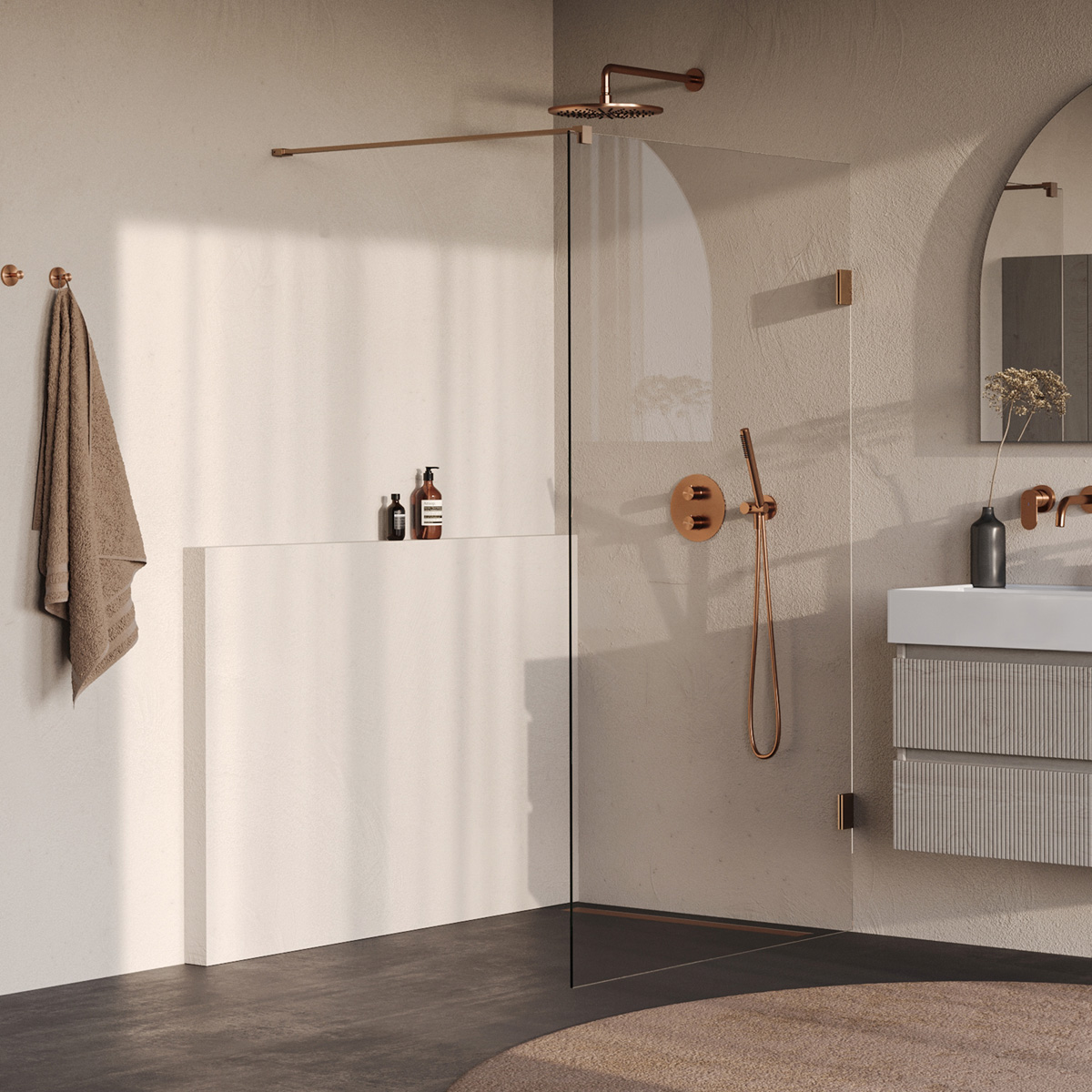 Brauer Void profielloze inloopdouche 120cm koper geborsteld PVD