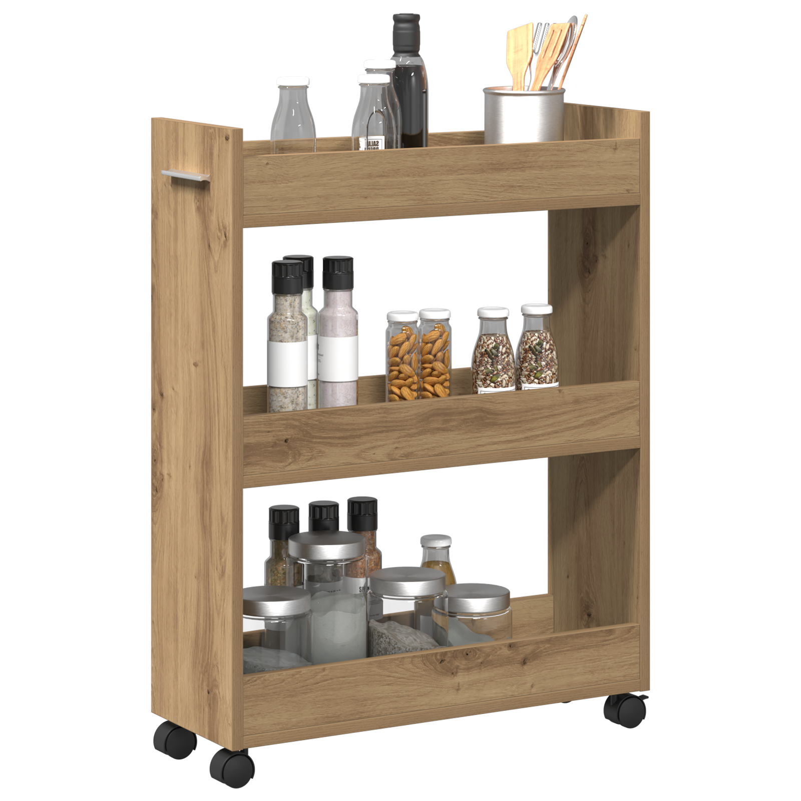vidaXL Rolkast 60x22x79 cm bewerkt hout artisanaal eiken