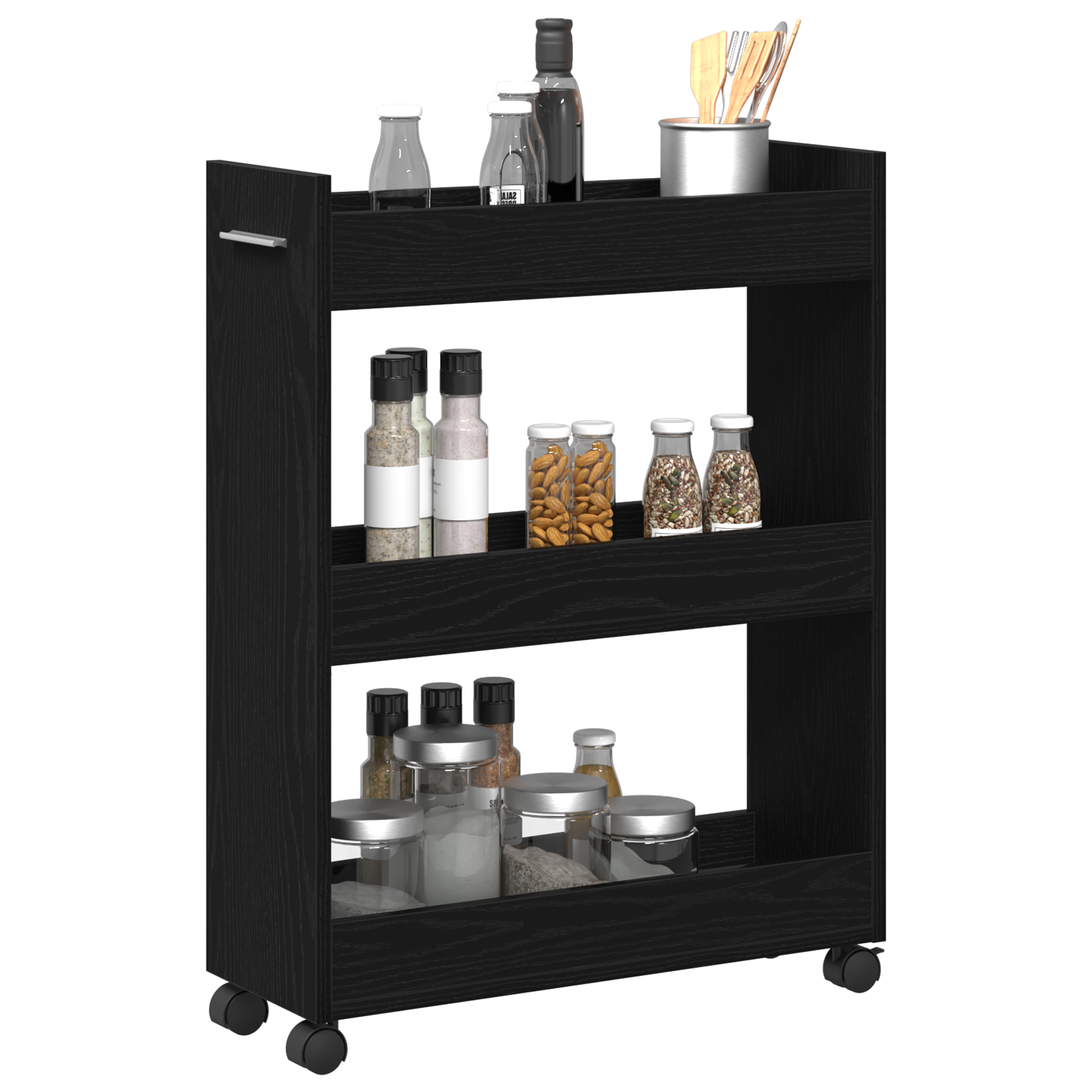 vidaXL Rolkast 60x22x79 cm bewerkt hout zwart eikenkleurig