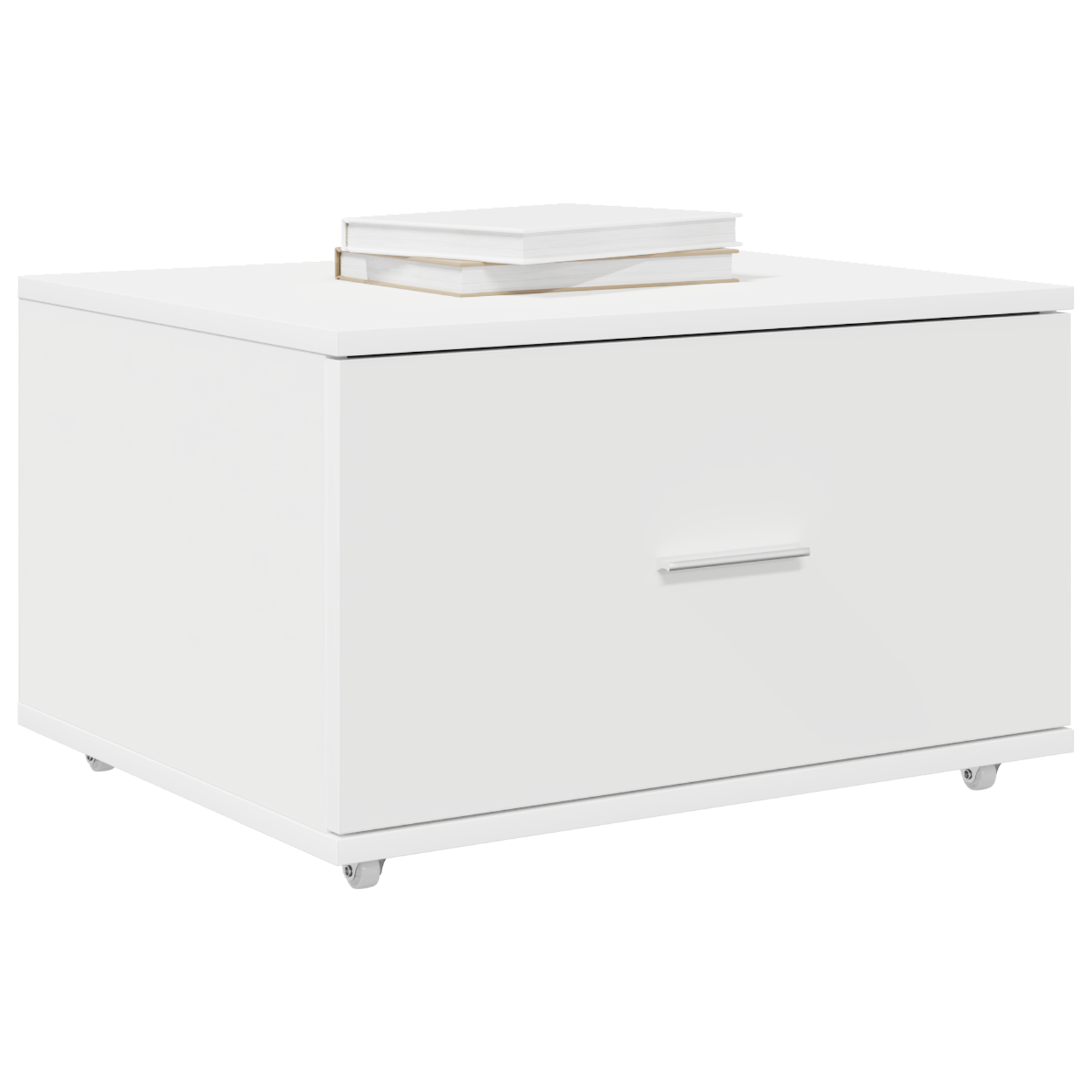 vidaXL Lade kast met wielen - Wit - 55 x 45 x 33,5 cm - Bewerkt hout
