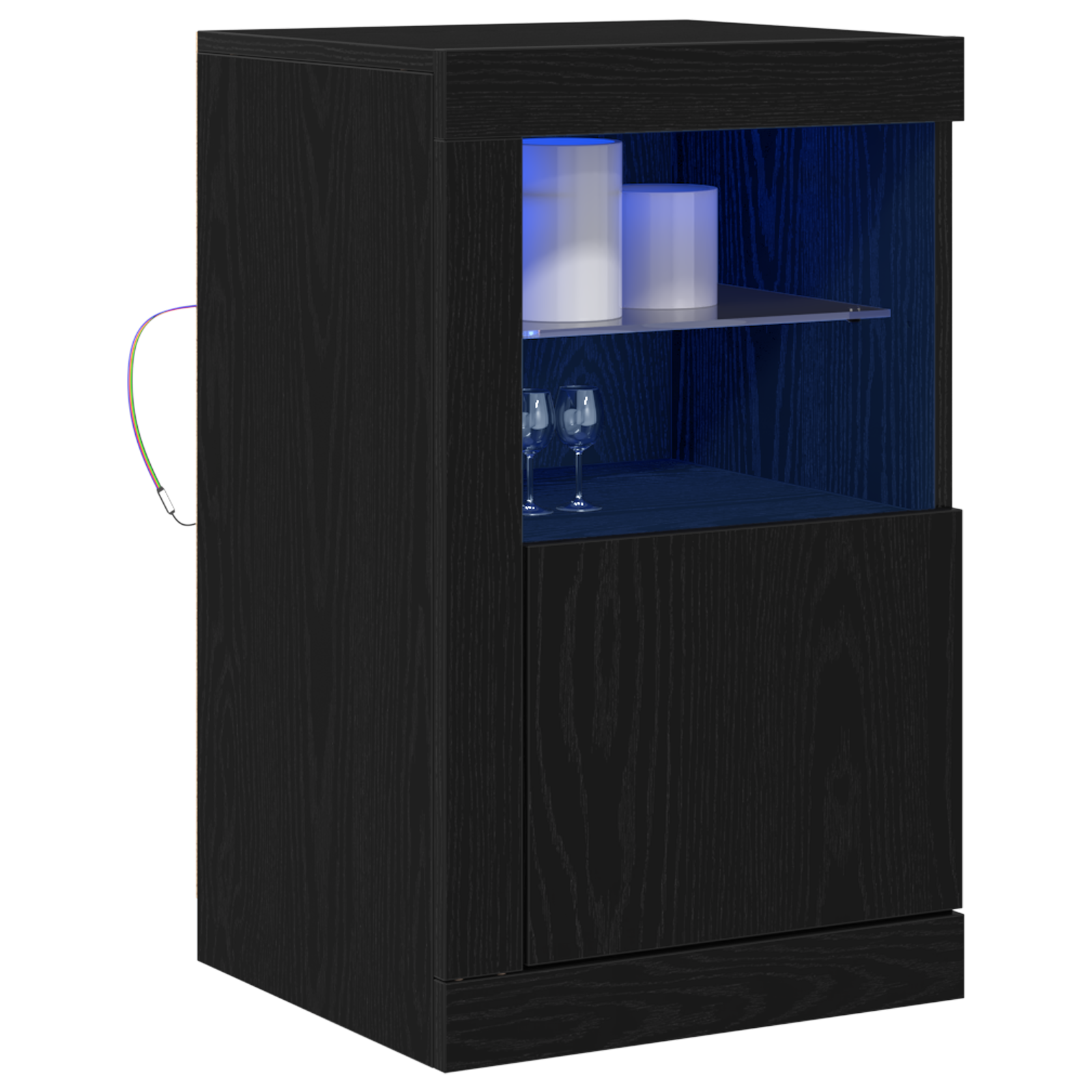 vidaXL Dressoir met LED-verlichting 41x37x67 cm zwart eikenkleurig