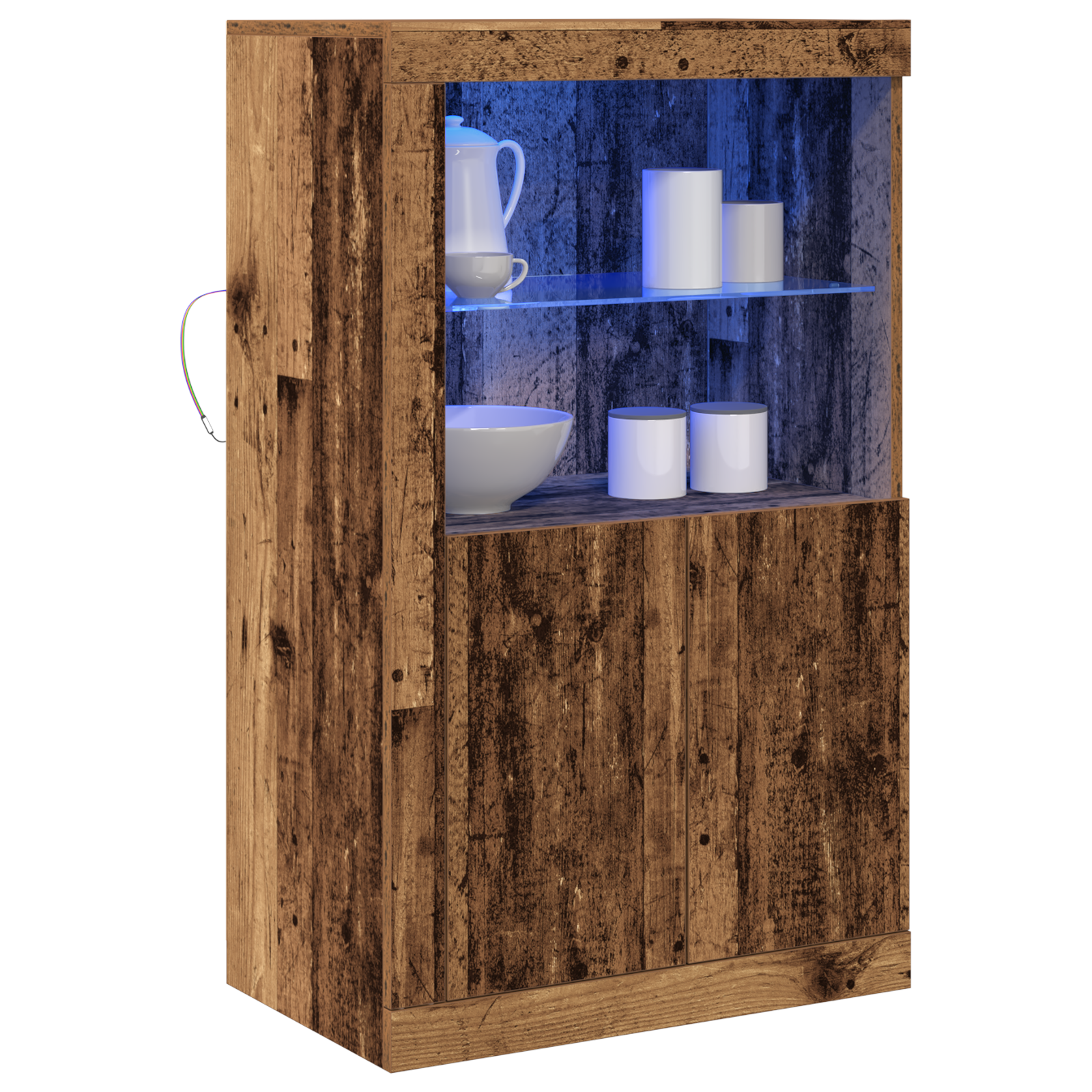 vidaXL Dressoir met LED-verlichting 60,5x37x100 cm oud houtkleurig