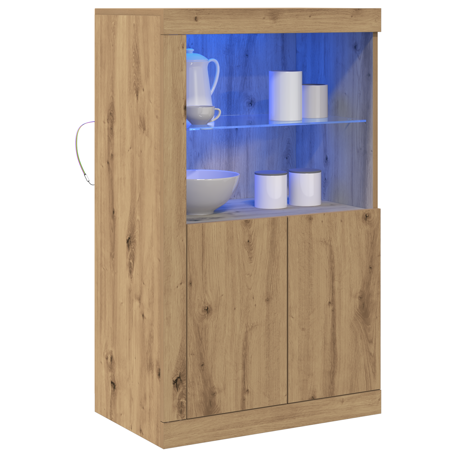vidaXL Dressoir met LED-verlichting 60,5x37x100 cm artisanaal eiken