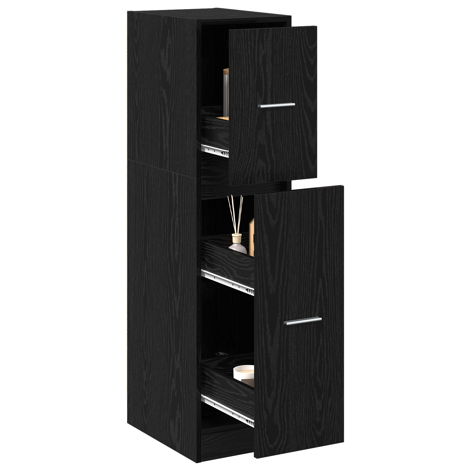 vidaXL Apothekerskast Zwart Eiken 30x41x118 cm Bewerkt Hout