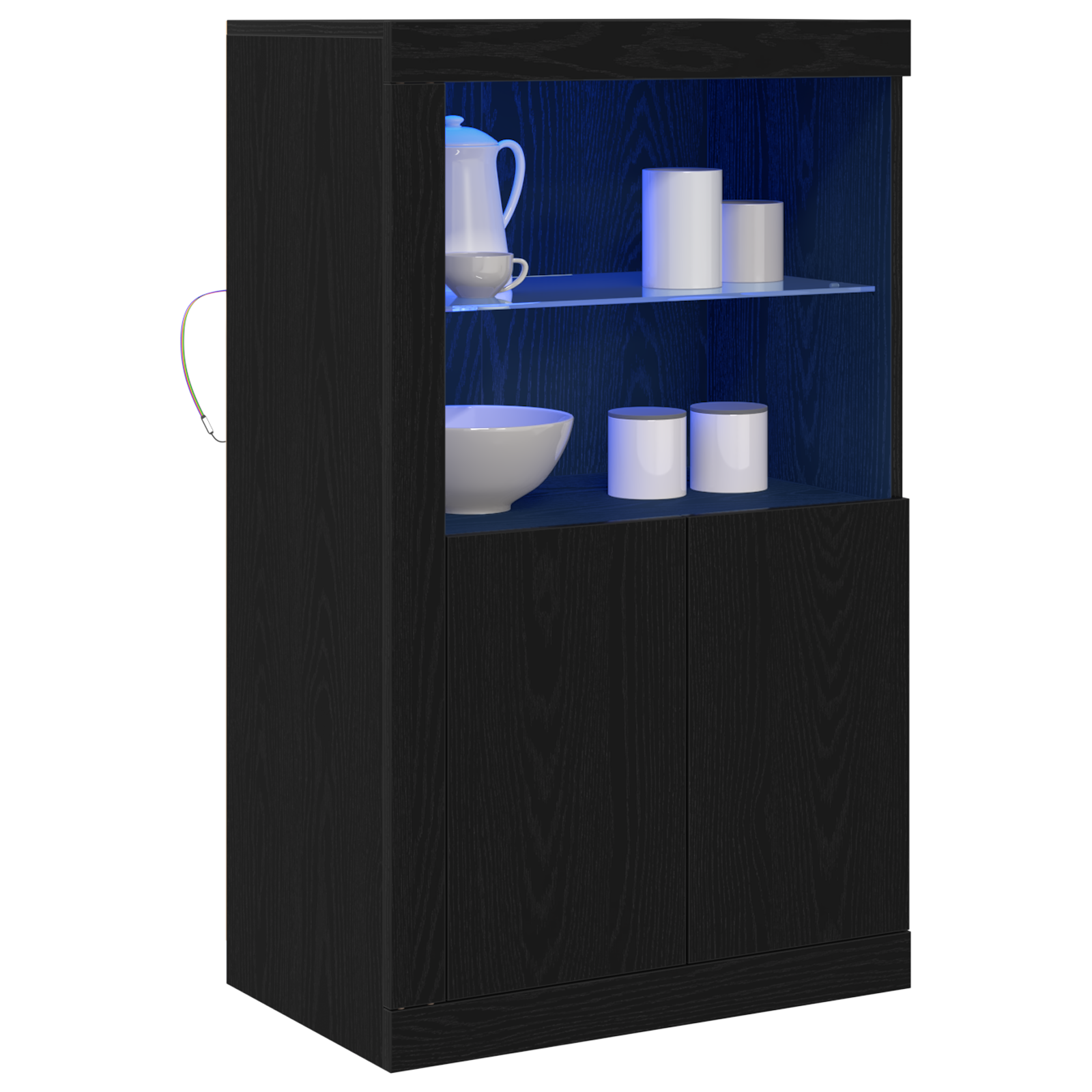 vidaXL Dressoir met LED-verlichting 60,5x37x100 cm zwart eikenkleurig