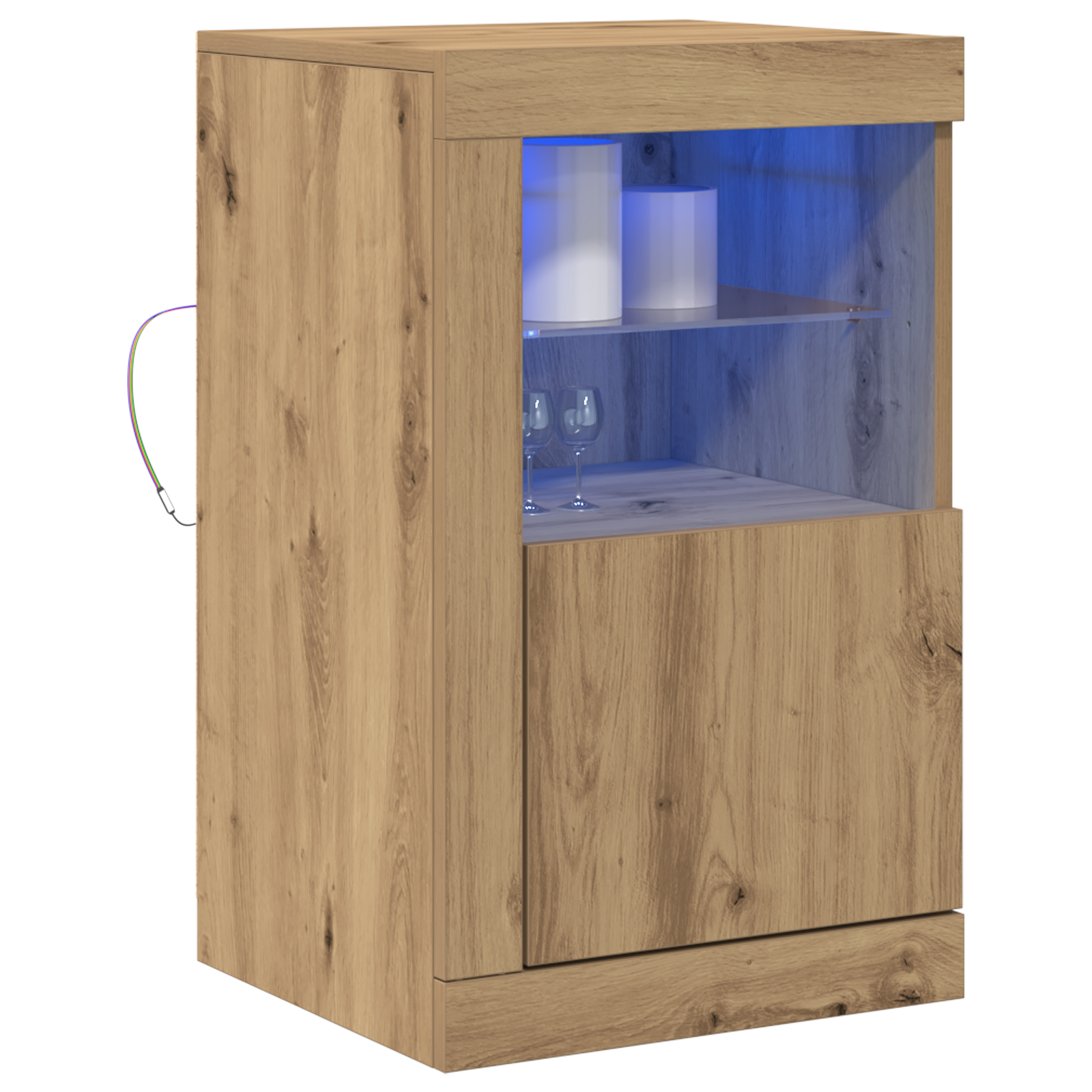 vidaXL Zijkasten met LED-verlichting 2 stuks Ambachten Eiken 41x37x67 cm