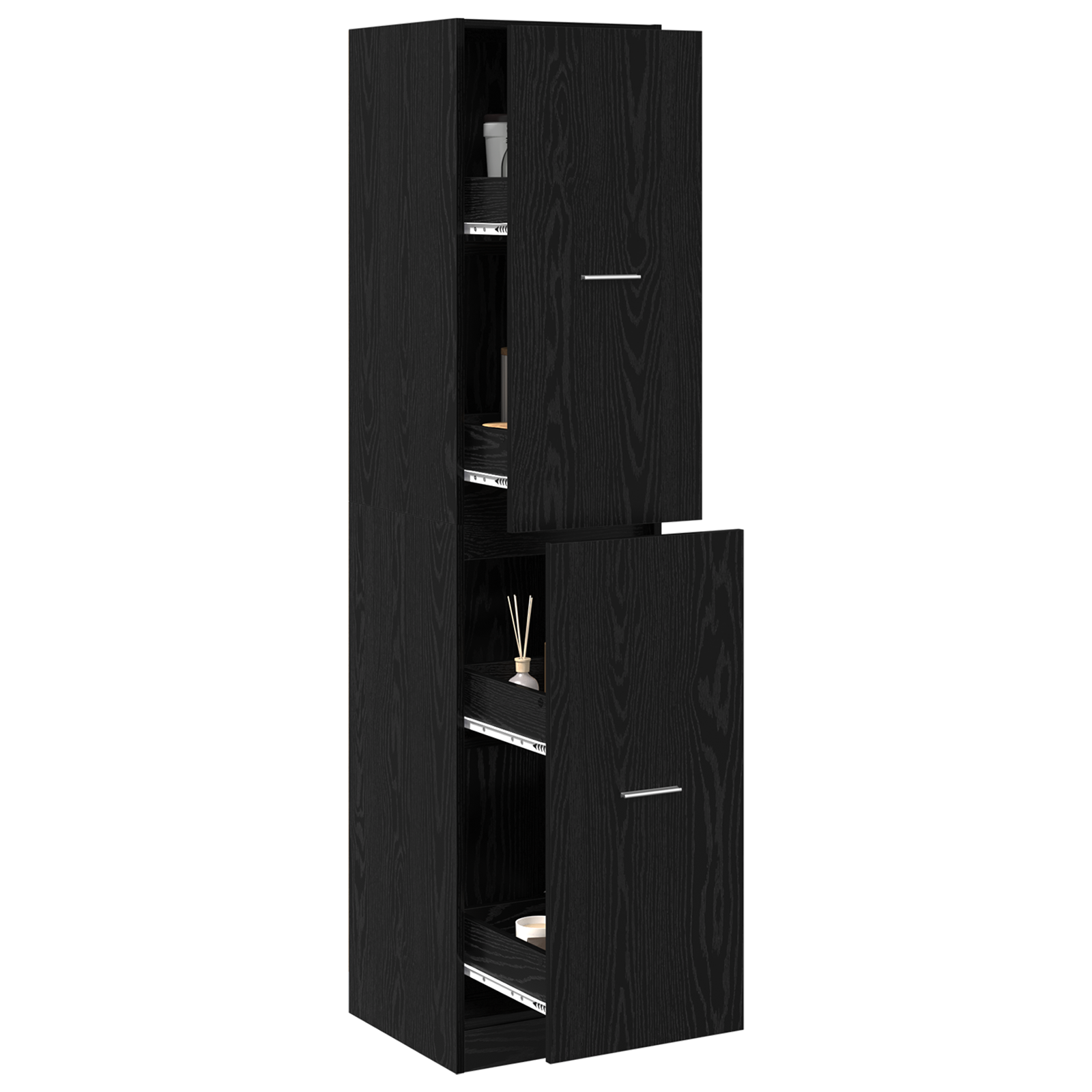 vidaXL Apothekerskast Zwart Eiken 40x41x174,5 cm Engineered Wood