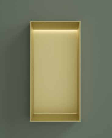 Hotbath &More frameless inbouwnis met verlichting 30x15x10cm geborsteld messing PVD
