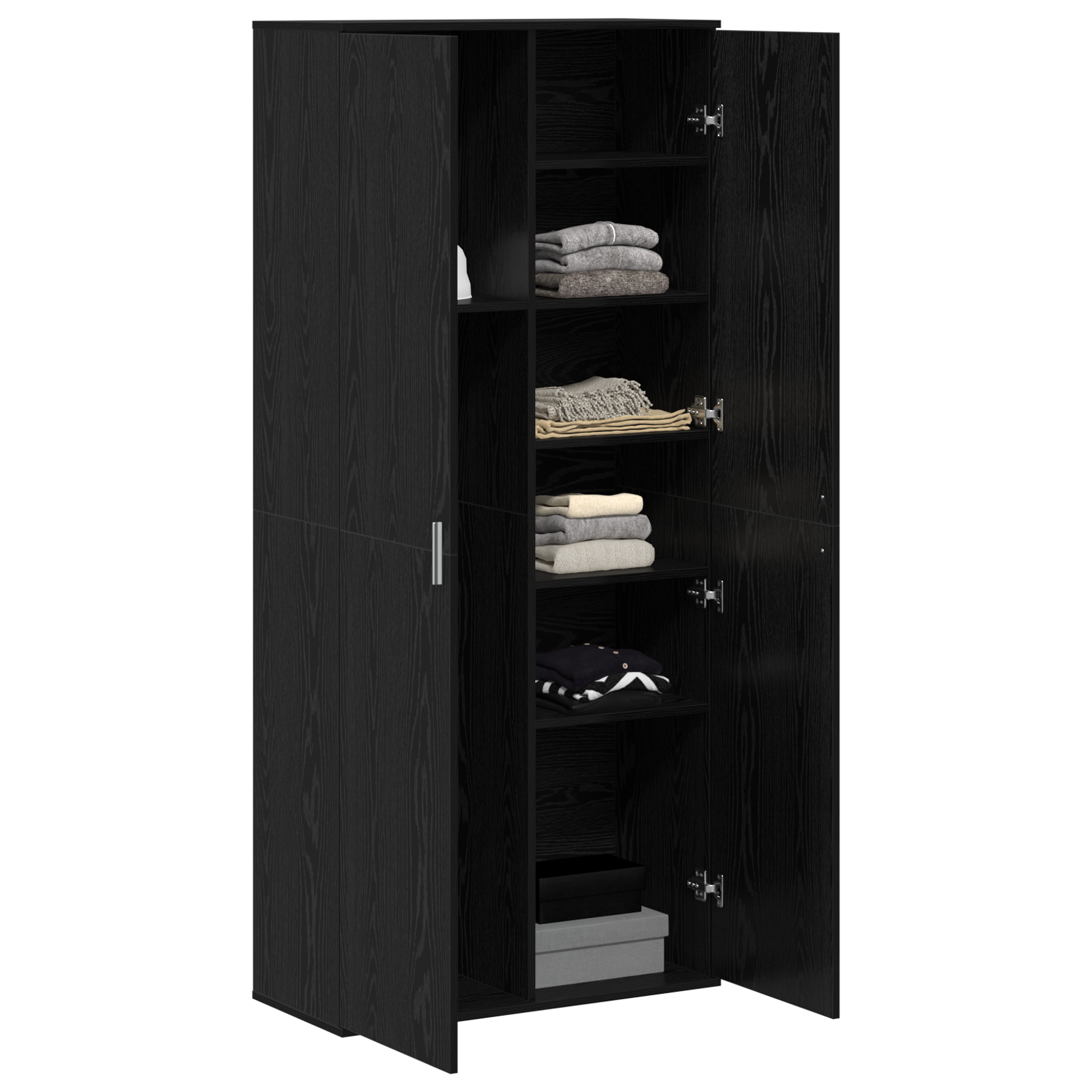 vidaXL Hoge Kast Zwart Eiken 80x35x180 cm Engineered Hout