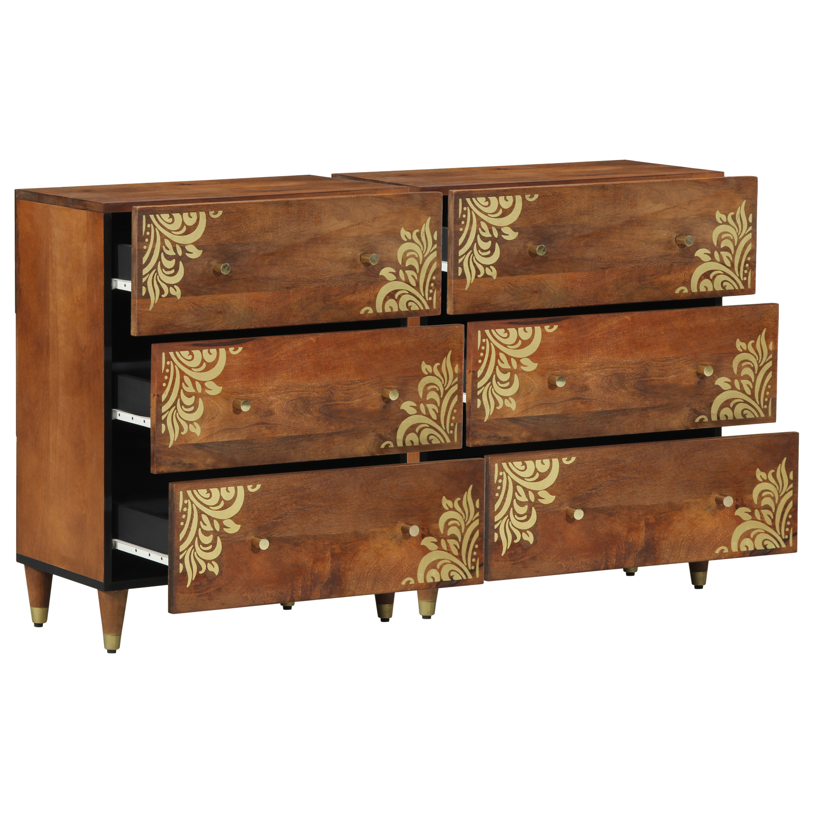 vidaXL Dressoirs 2 st 60x33,5x75 cm massief ruw mangohout honingbruin
