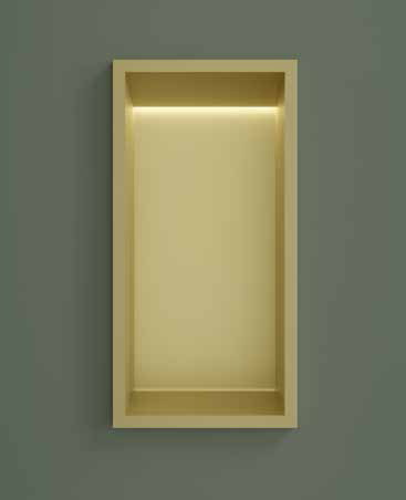 Hotbath &More inbouwnis met verlichting 30x15x10cm geborsteld gunmetal PVD
