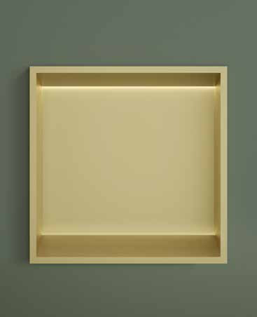 Hotbath &More inbouwnis met verlichting 30x30x10cm geborsteld gunmetal PVD