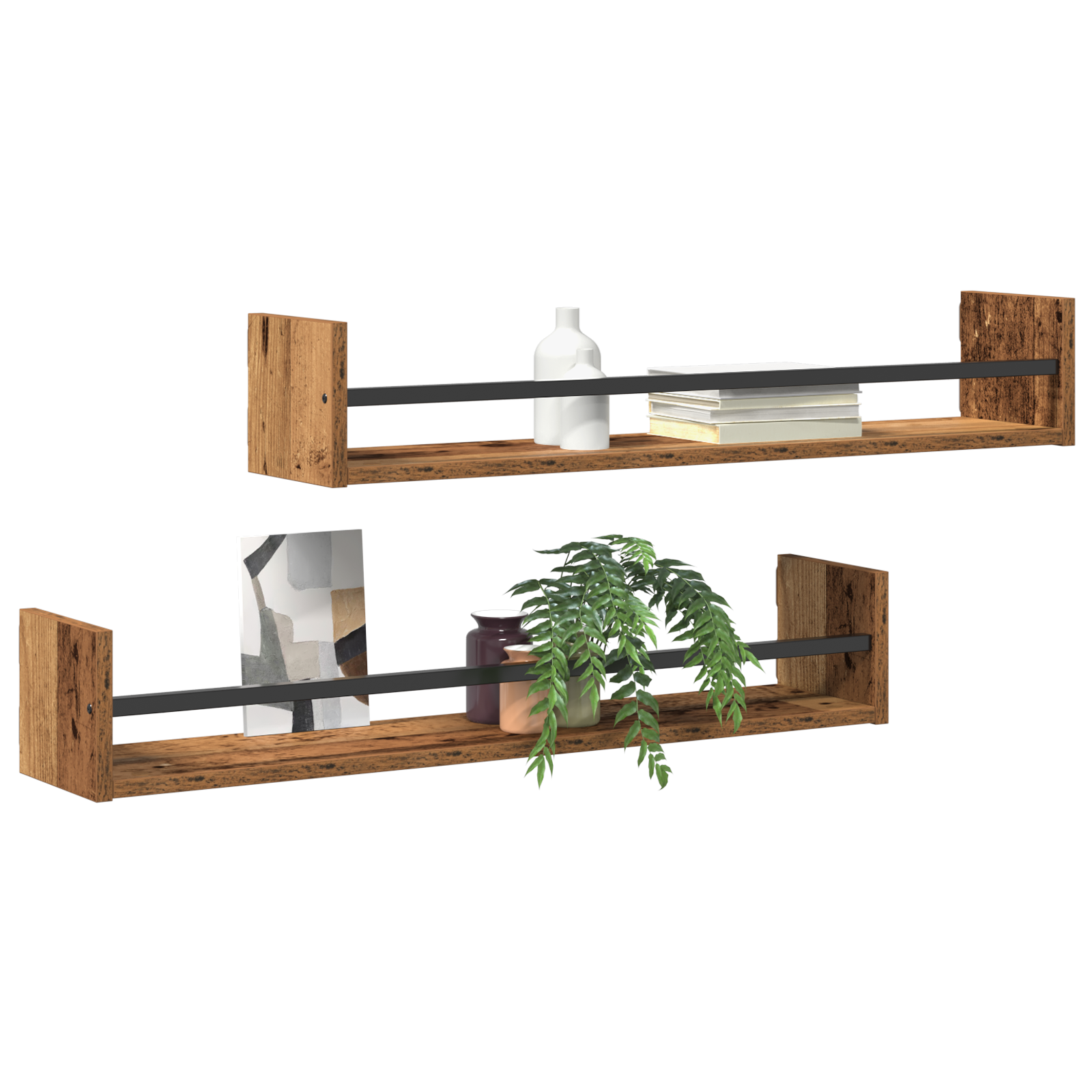 vidaXL Wandplanken 2 stuks Oud Hout 80x16x14 cm Engineered Wood