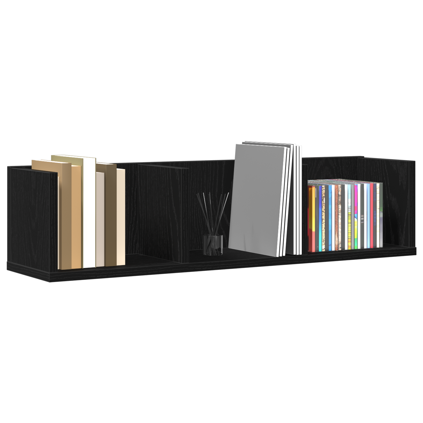 vidaXL CD Wandrek Zwart Eiken 75x18x18 cm Behandeld Hout