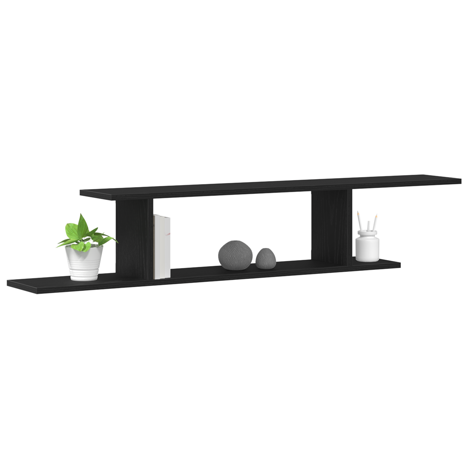 vidaXL Wandplank voor TV Zwart Eiken 125x18x23 cm Bewerkt Hout
