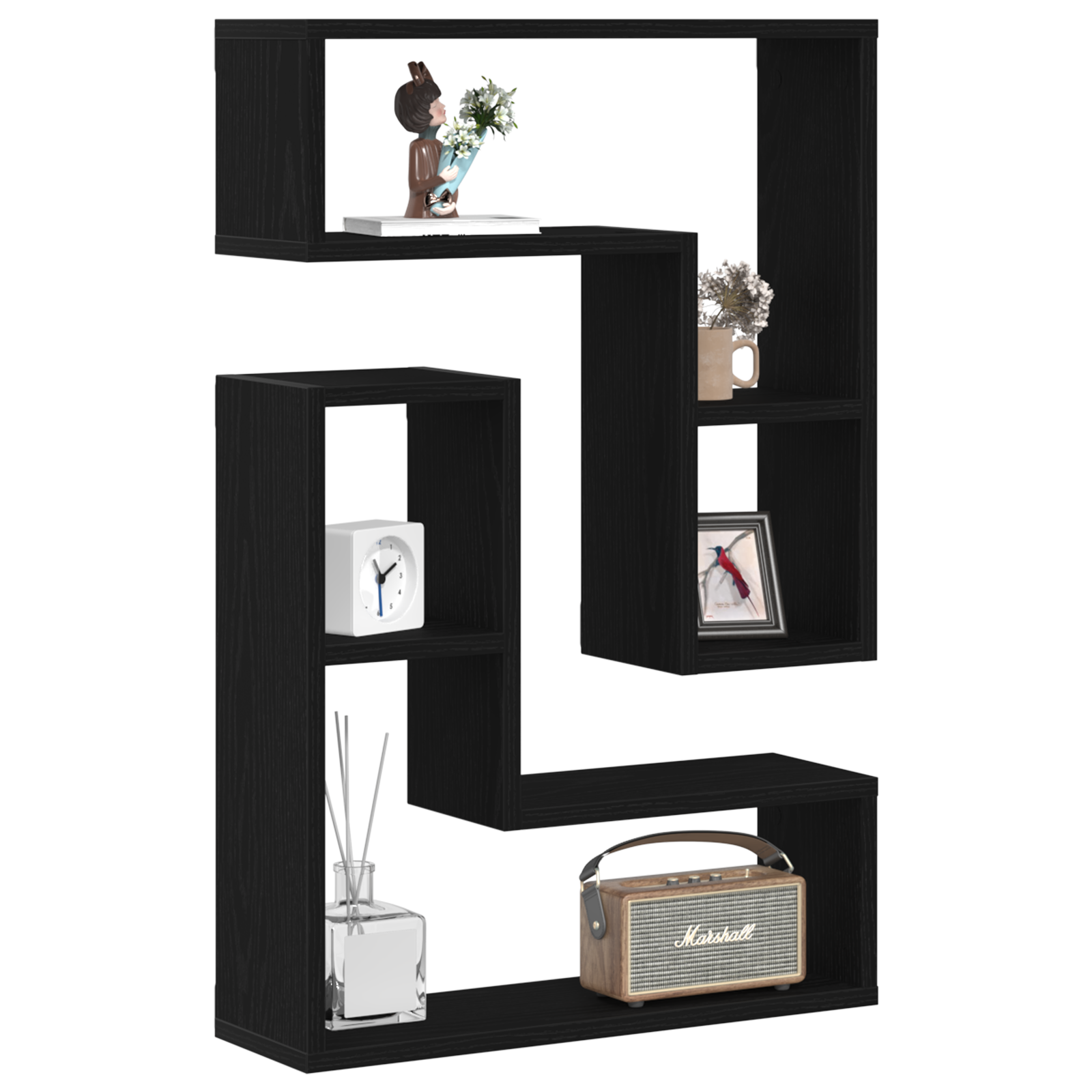 vidaXL Wandplanken Set van 2 Zwart Eiken 50x15x85 cm Houtvezel
