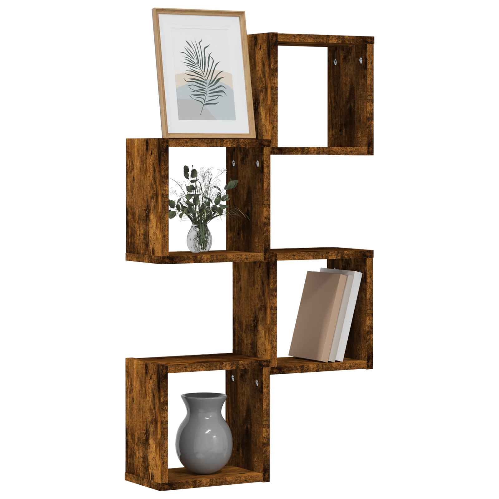 vidaXL Wandcube Planken 4 stuks Gerookt Eiken 26x15x26 cm Geengineerd Hout