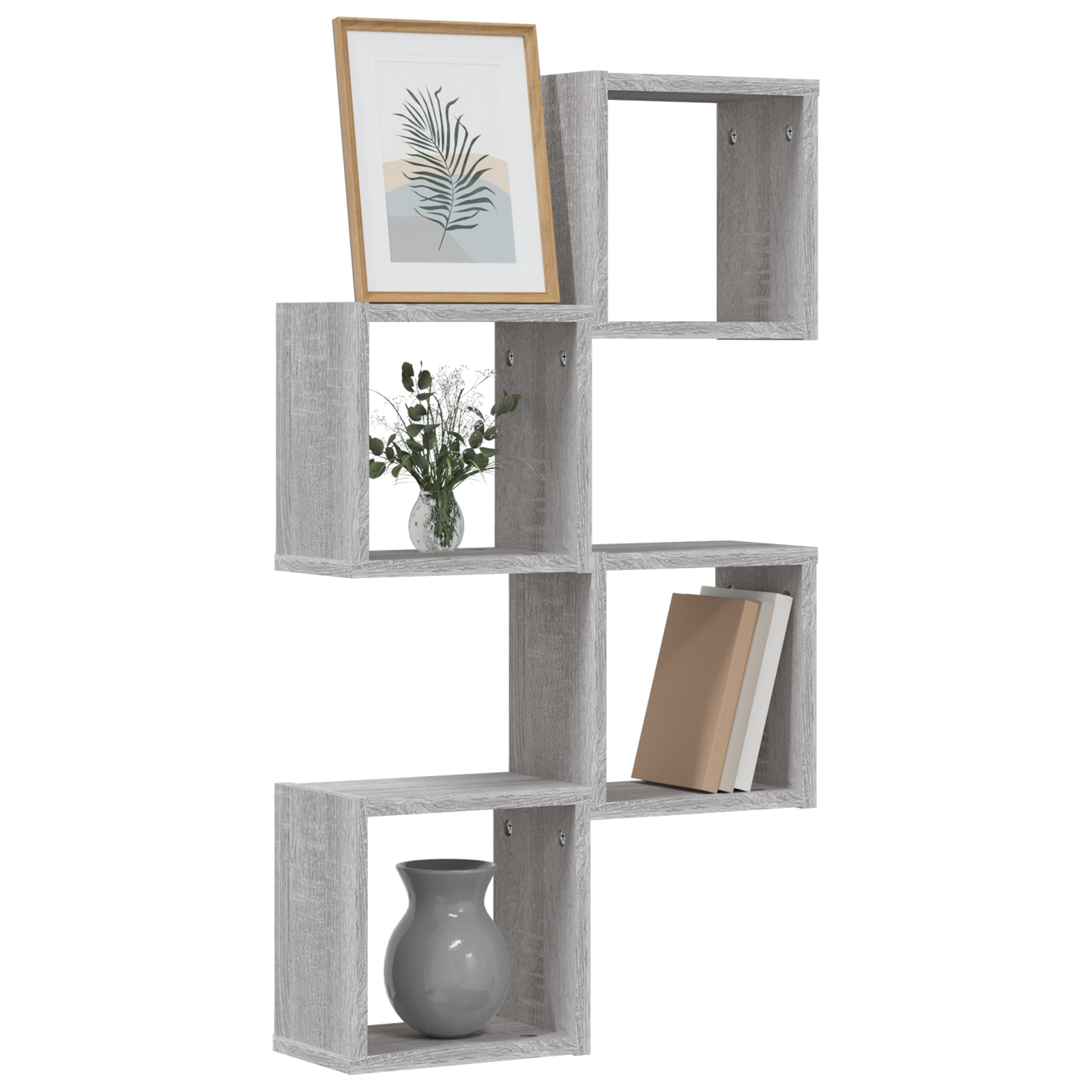 vidaXL Wand Cube Planken 4 stuks Grijs Sonoma 26x15x26 cm Geengineerd Hout