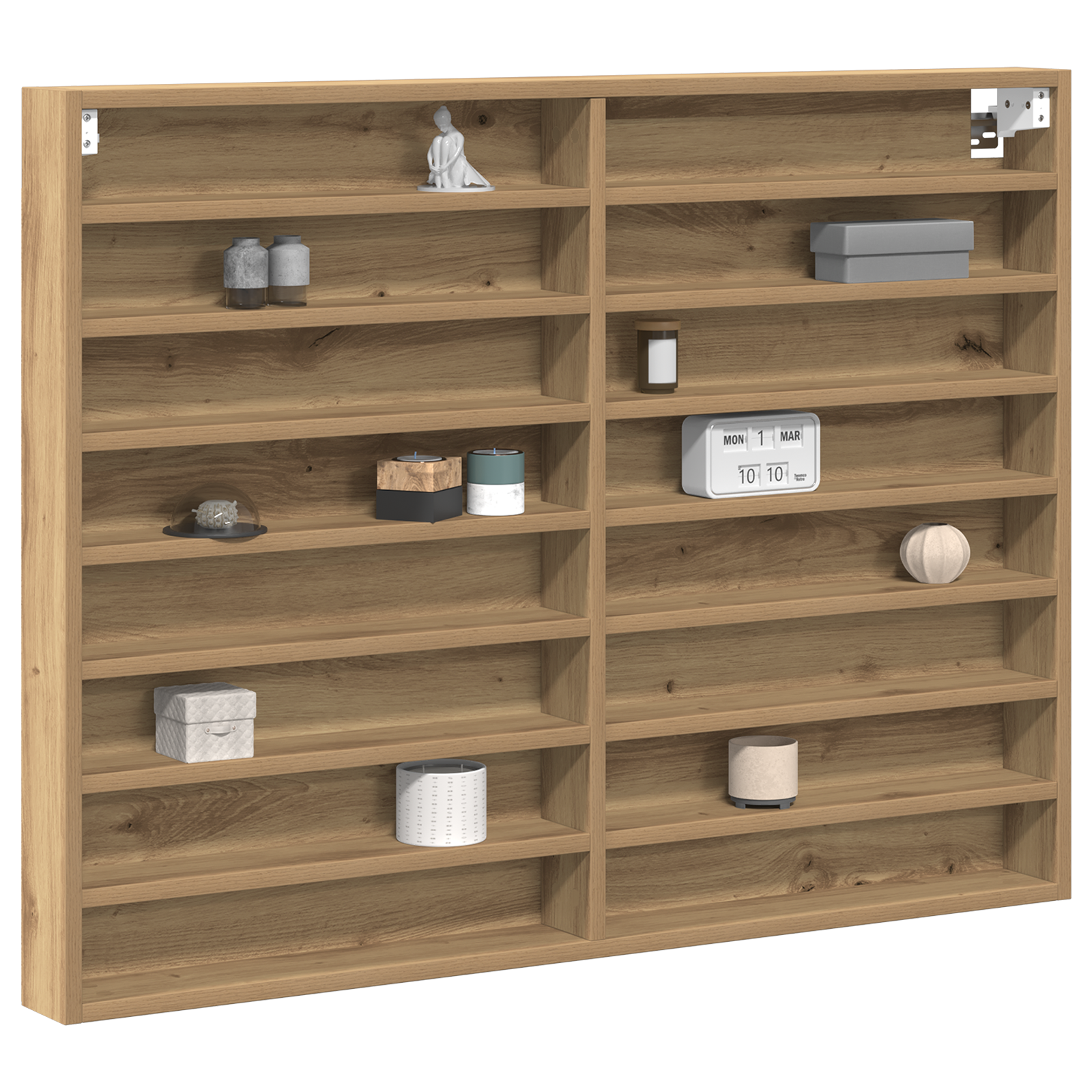 vidaXL Vitrinekast 100x8,5x75 cm bewerkt hout artisanaal eiken